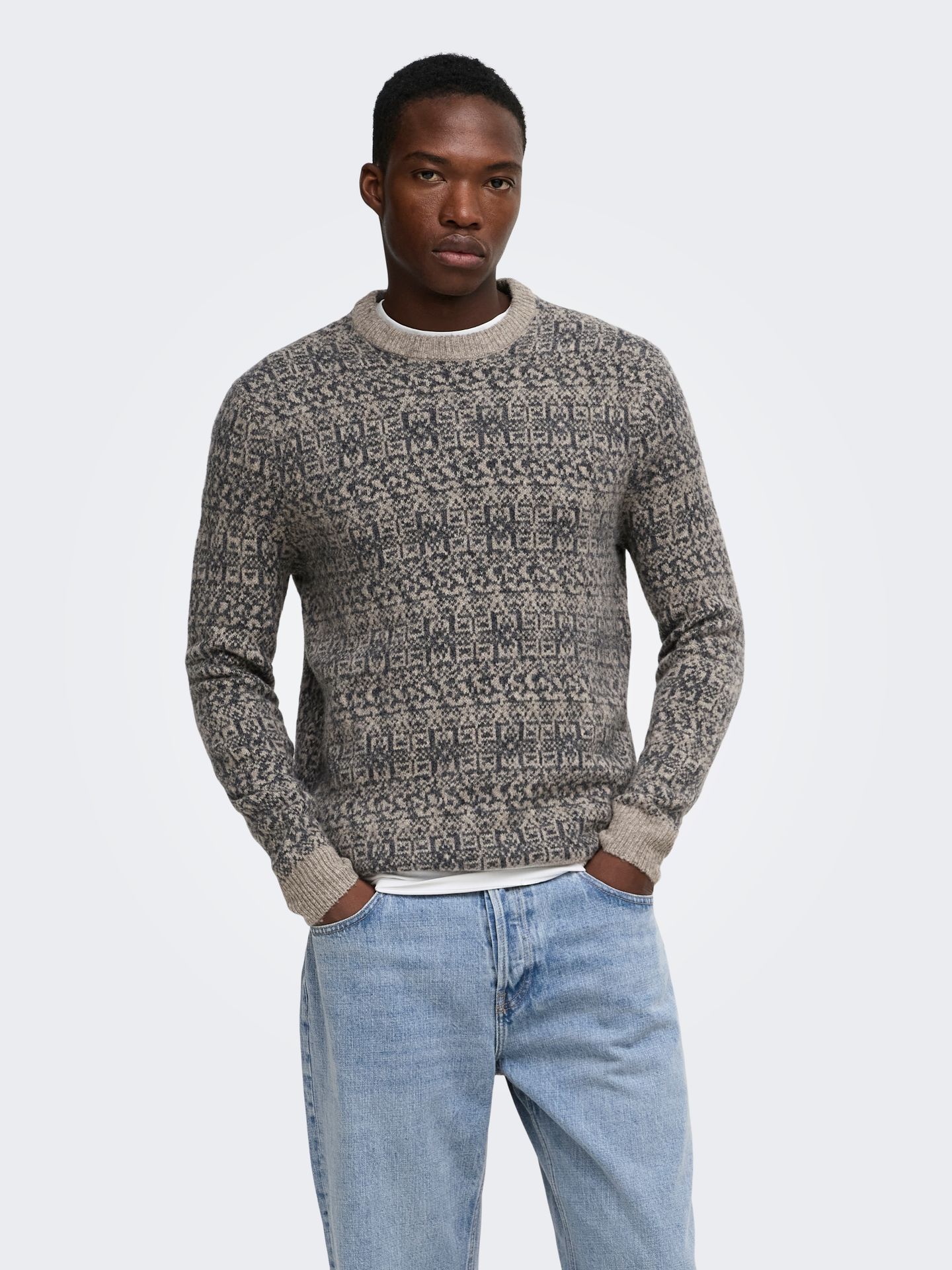 Only & Sons ONSSAGE REG LS WOOL BLEND CREW KNIT Walnut/DGM 00121656-EKA26011400003817