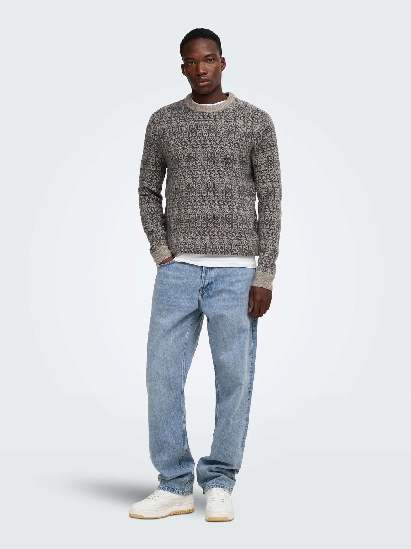 Only & Sons ONSSAGE REG LS WOOL BLEND CREW KNIT Walnut/DGM 2900172413029