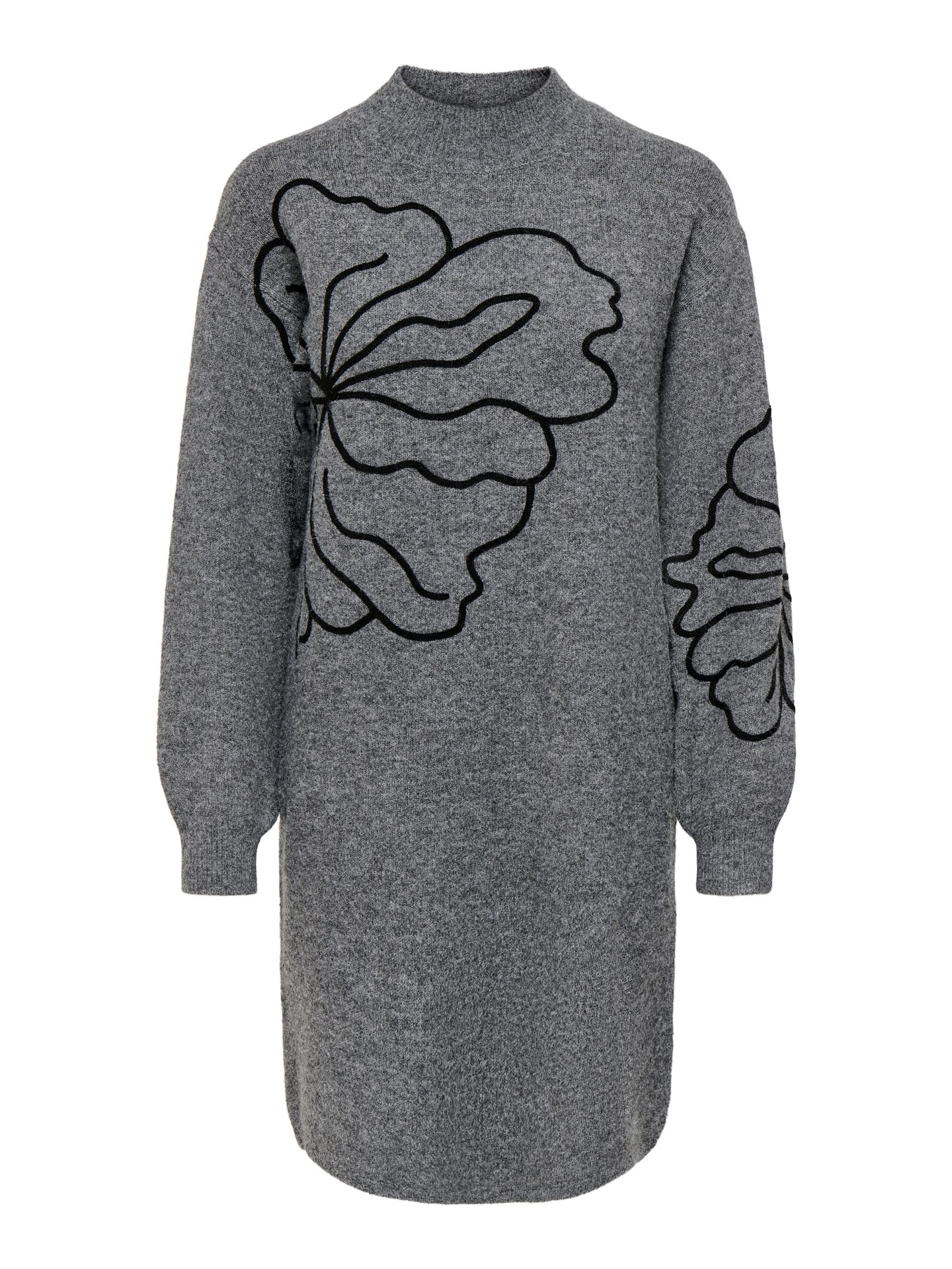 JDY JDYJELLA L/S FLOWER DRESS KNT Medium Grey Melange/CHECKS 00121657-EKA26011400000761