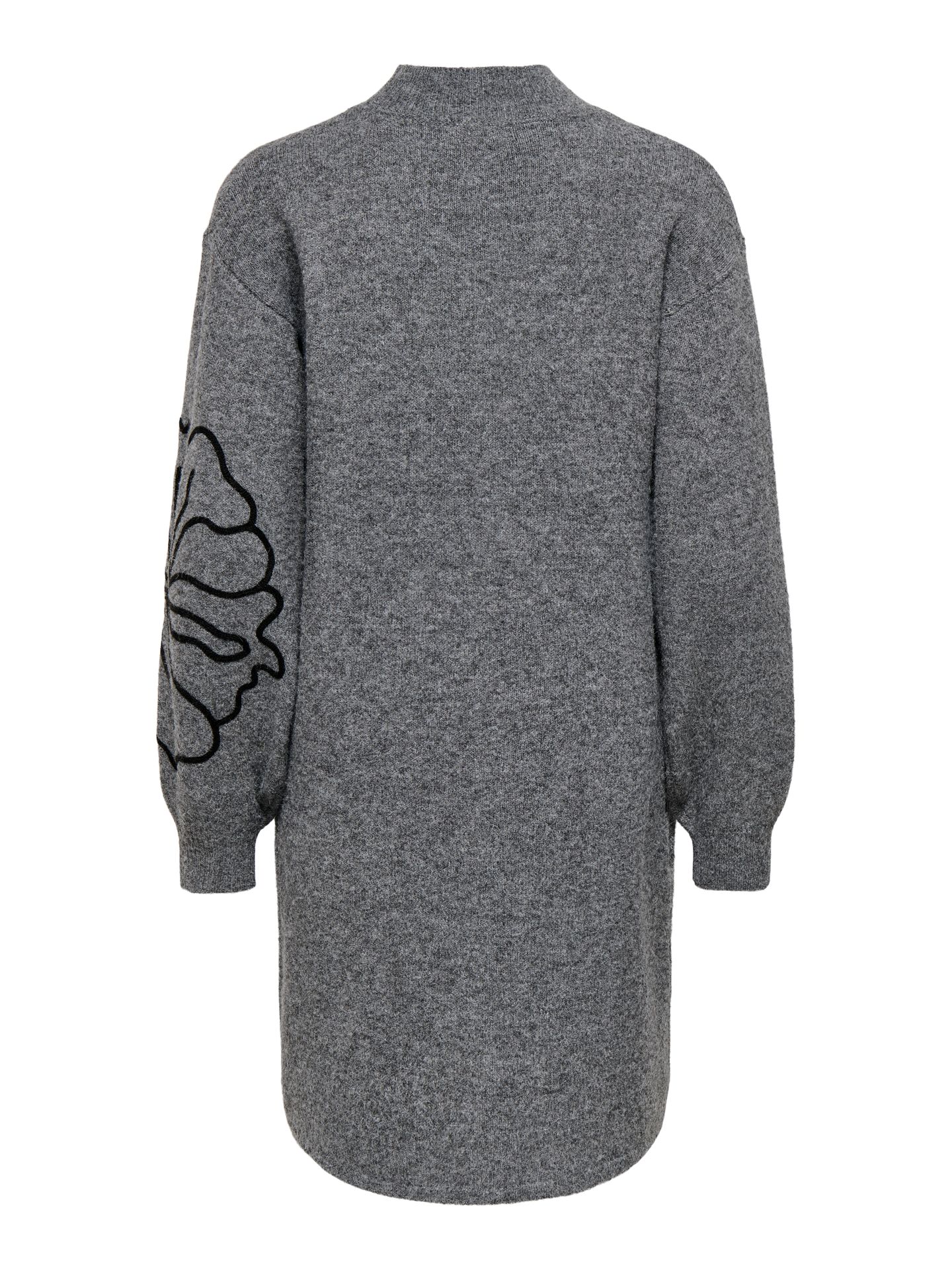 JDY JDYJELLA L/S FLOWER DRESS KNT Medium Grey Melange/CHECKS 2900172414040