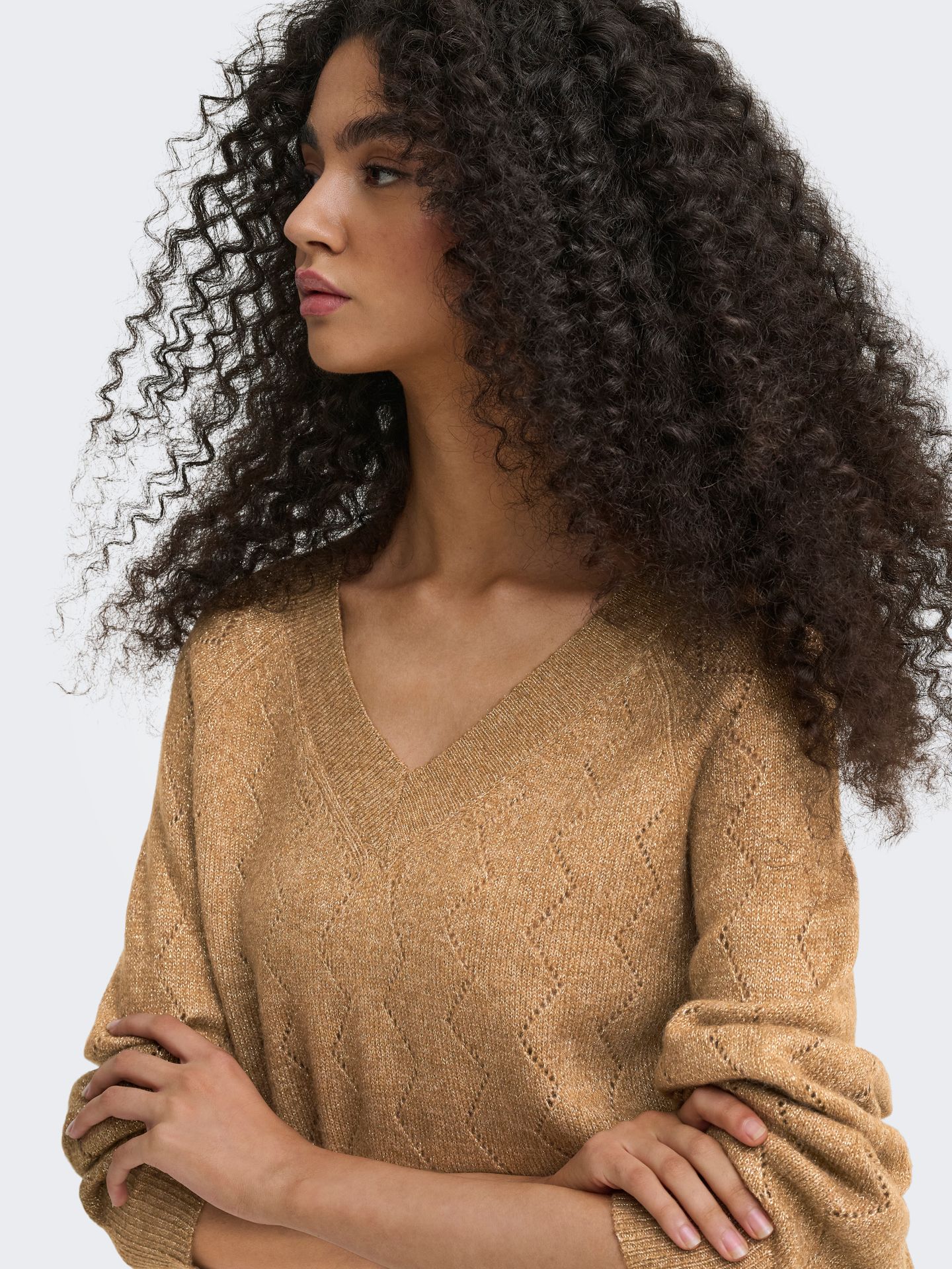 JDY JDYASPEN LIFE L/S V-NECK PULLOVER K Toasted Coconut/Leo Washed 2900172424018