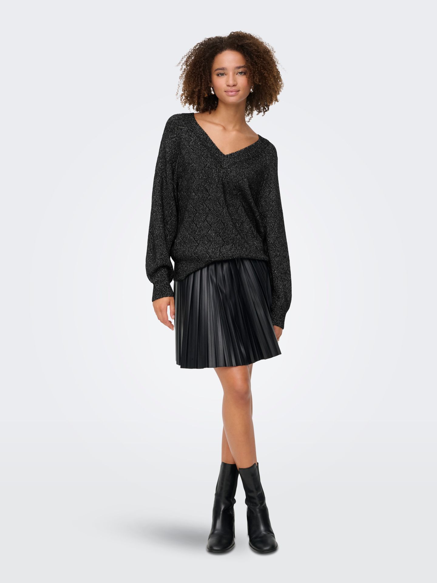 JDY JDYASPEN LIFE L/S V-NECK PULLOVER K Black/Rad 2900172423042