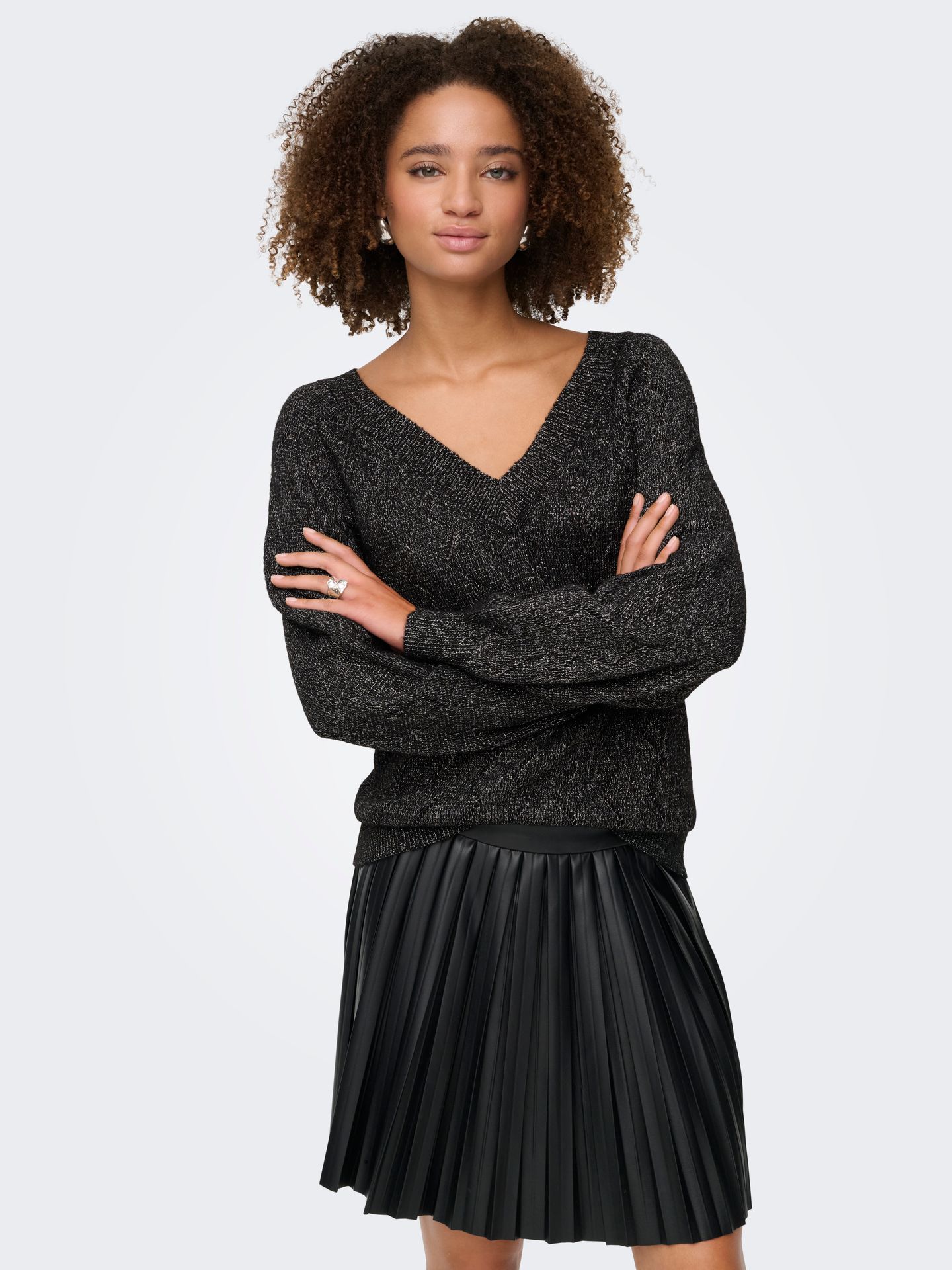 JDY JDYASPEN LIFE L/S V-NECK PULLOVER K Black/Rad 2900172423042