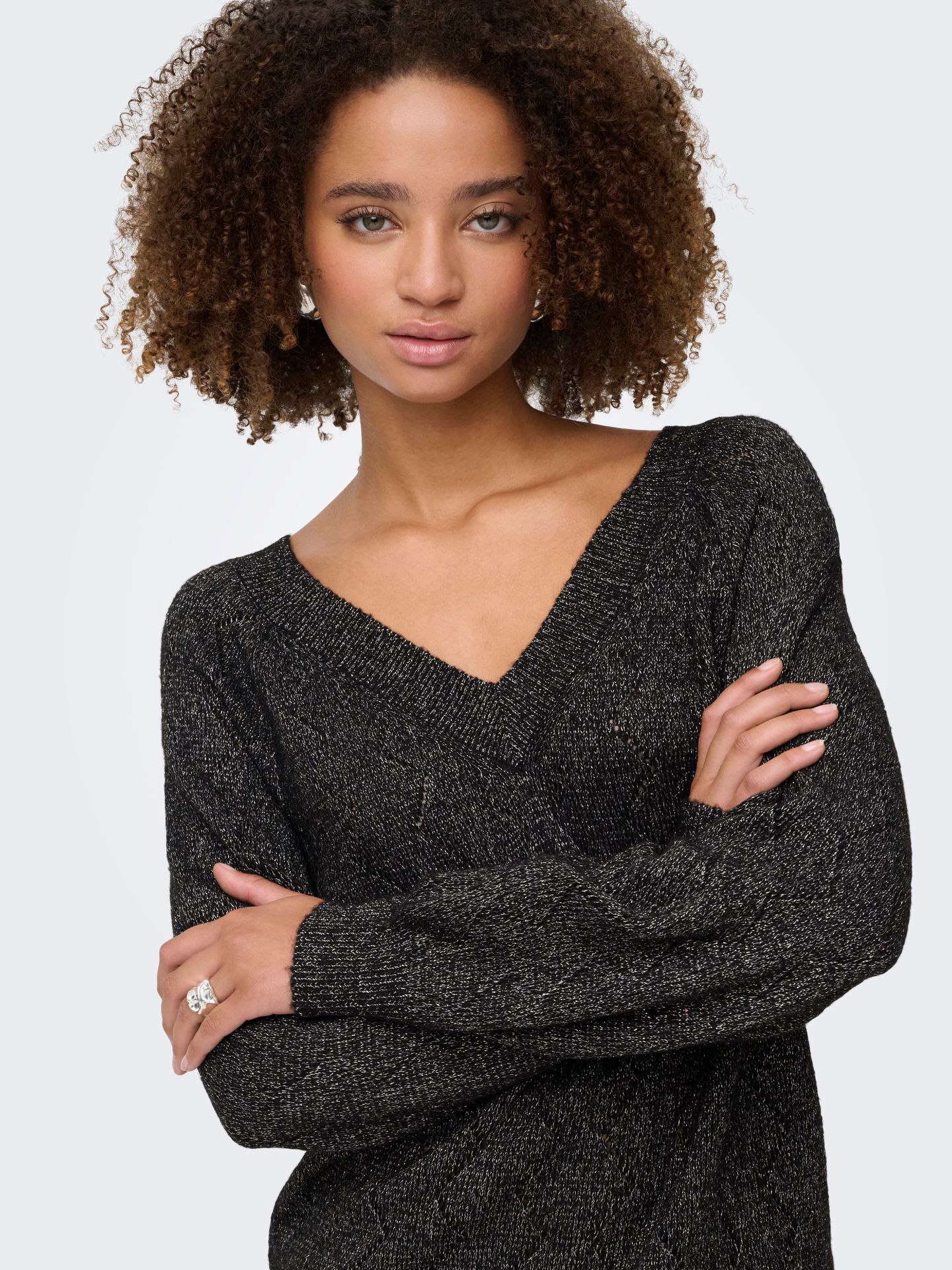 JDY JDYASPEN LIFE L/S V-NECK PULLOVER K Black/Rad 2900172423042