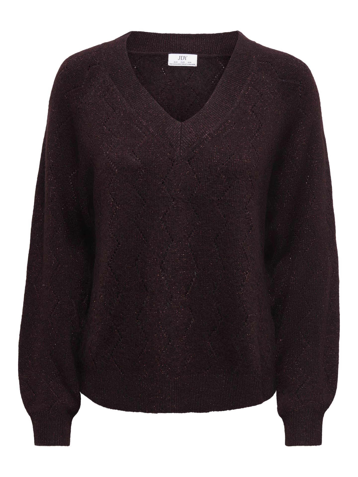 JDY JDYASPEN LIFE L/S V-NECK PULLOVER K Chocolate Plum/W. DTM LUREX 00121663-EKA26011400003818