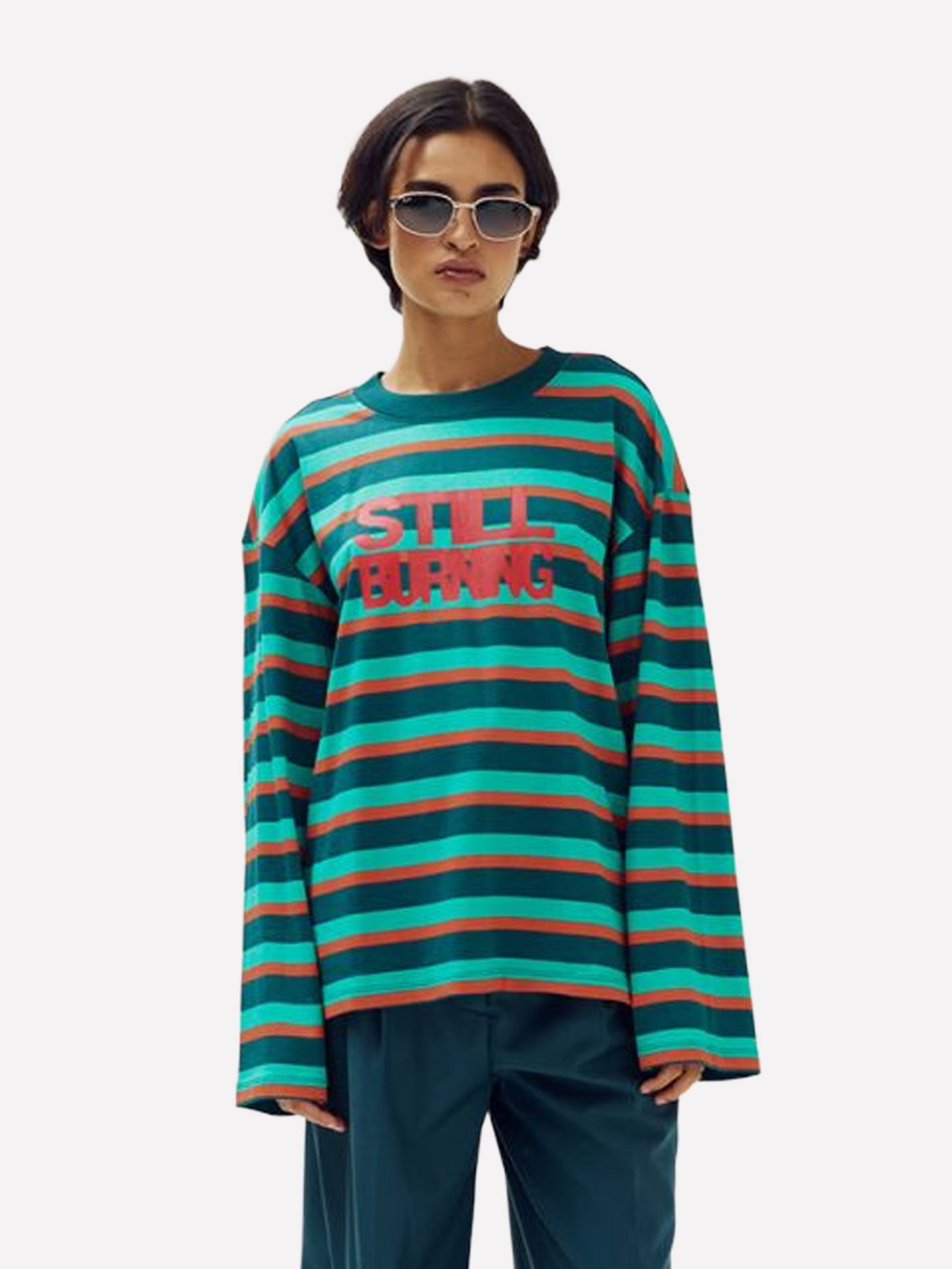Harper & Yve STILL BURNING-LS 551 DEEP TEAL STRIPE 2900172439043