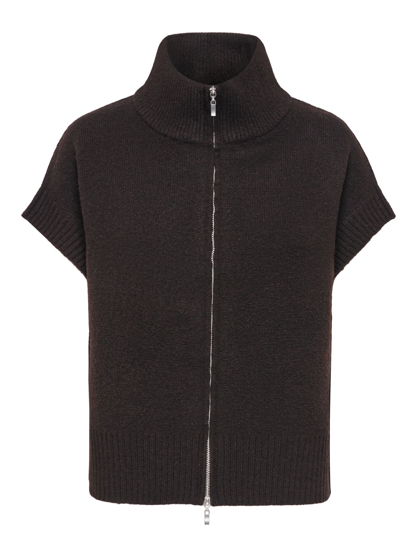 Only JDYLEA S/L HN 2WAY ZIP VEST KNT NOO Chocolate Torte/Black/birch stripe 00121678-EKA26011400003041