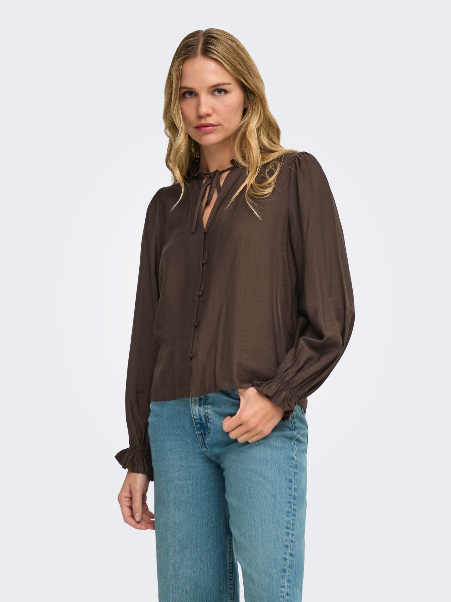 Only JDYVENUS L/S V-NECK STRING SHIRT WV Coffee Bean 2900172450048