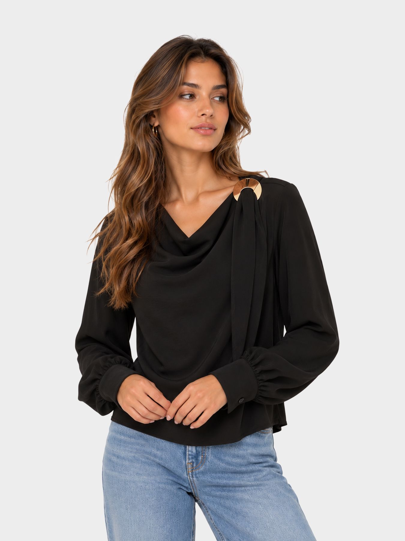 Vero Moda VMMILANI L/S O-NECK TOP WVN BTQ Black 00121704-EKA26011400000025