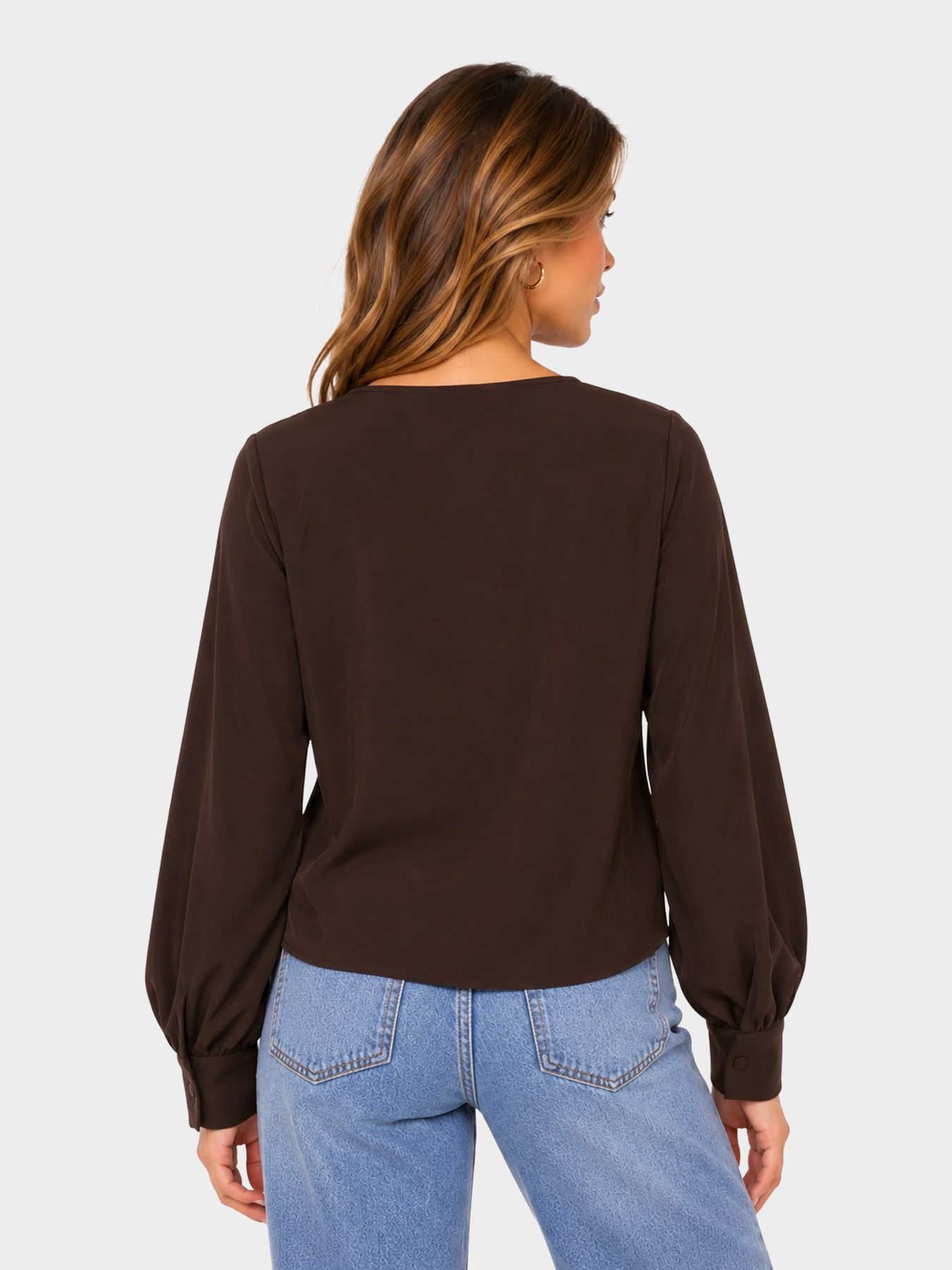 Vero Moda VMMILANI L/S O-NECK TOP WVN BTQ Chocolate Torte 2900172494011