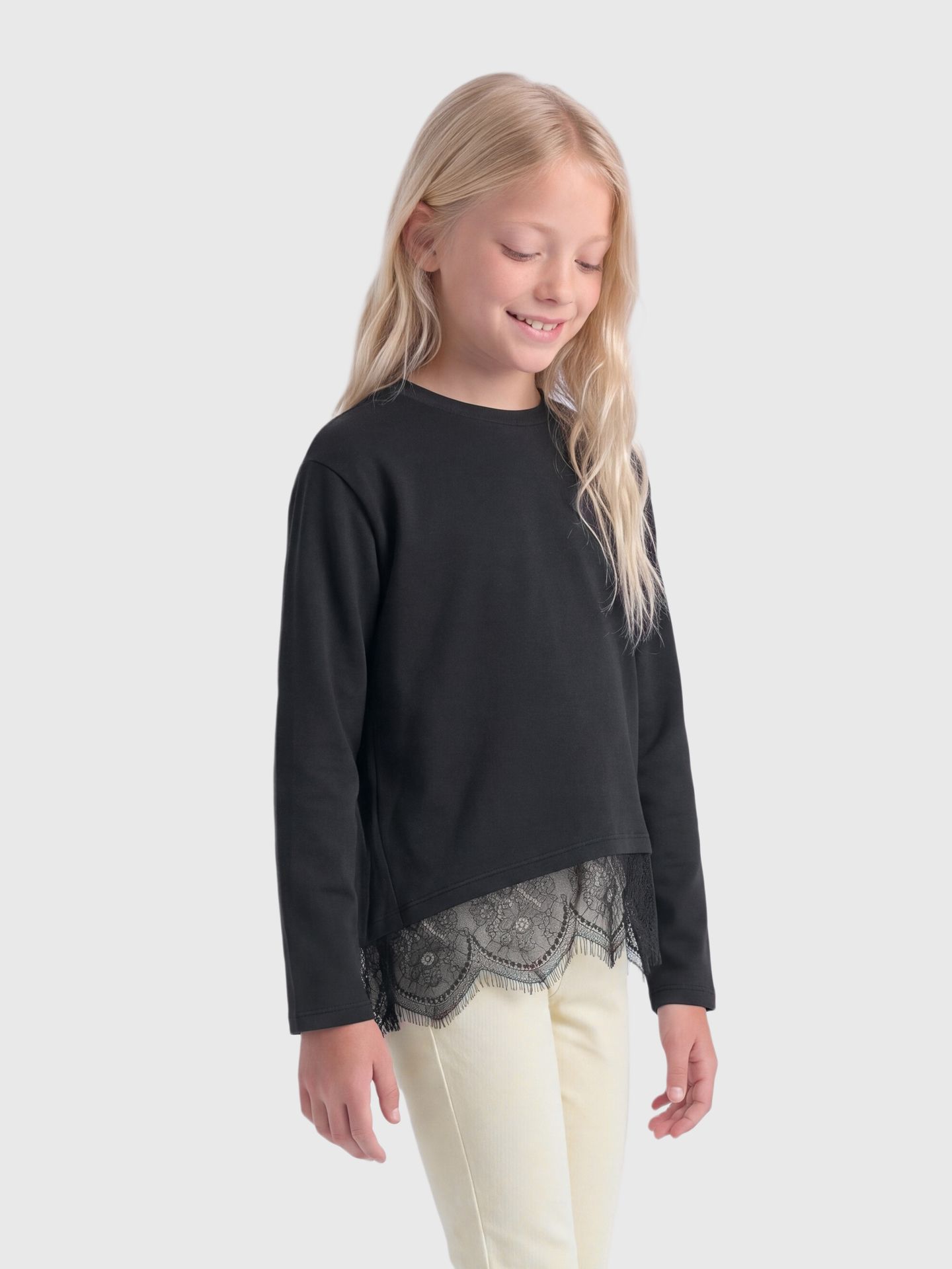 Kids Only KOGKAMIL LS ASSYMETRIC LACE TEE JRS Black/LEO AOP 2900172496015
