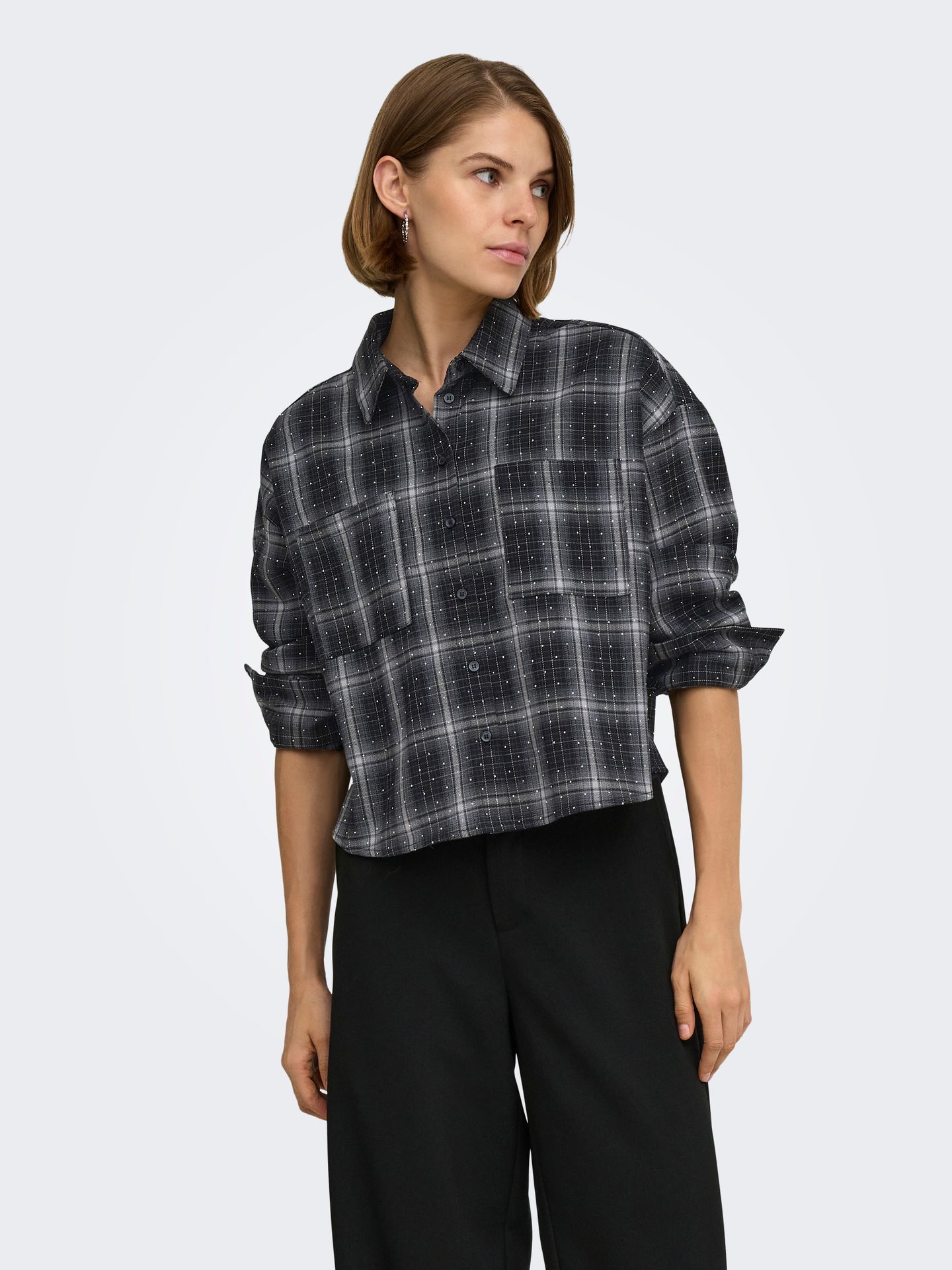 Only ONLILSTON LS GLITTER DETAIL SHIRT W Black/LEO AOP 2900172502044