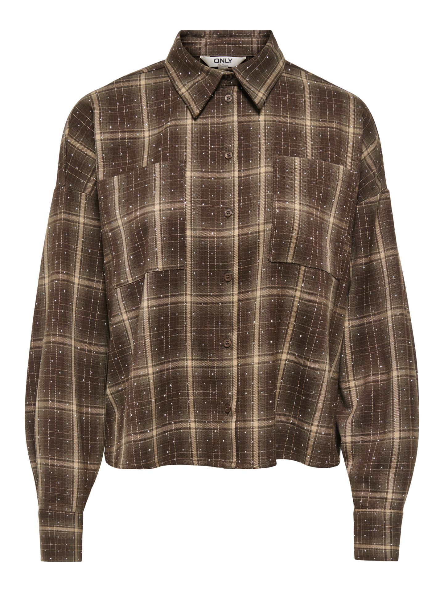 Only ONLILSTON LS GLITTER DETAIL SHIRT W Black Coffee/Elnora zigzag 2900172501030