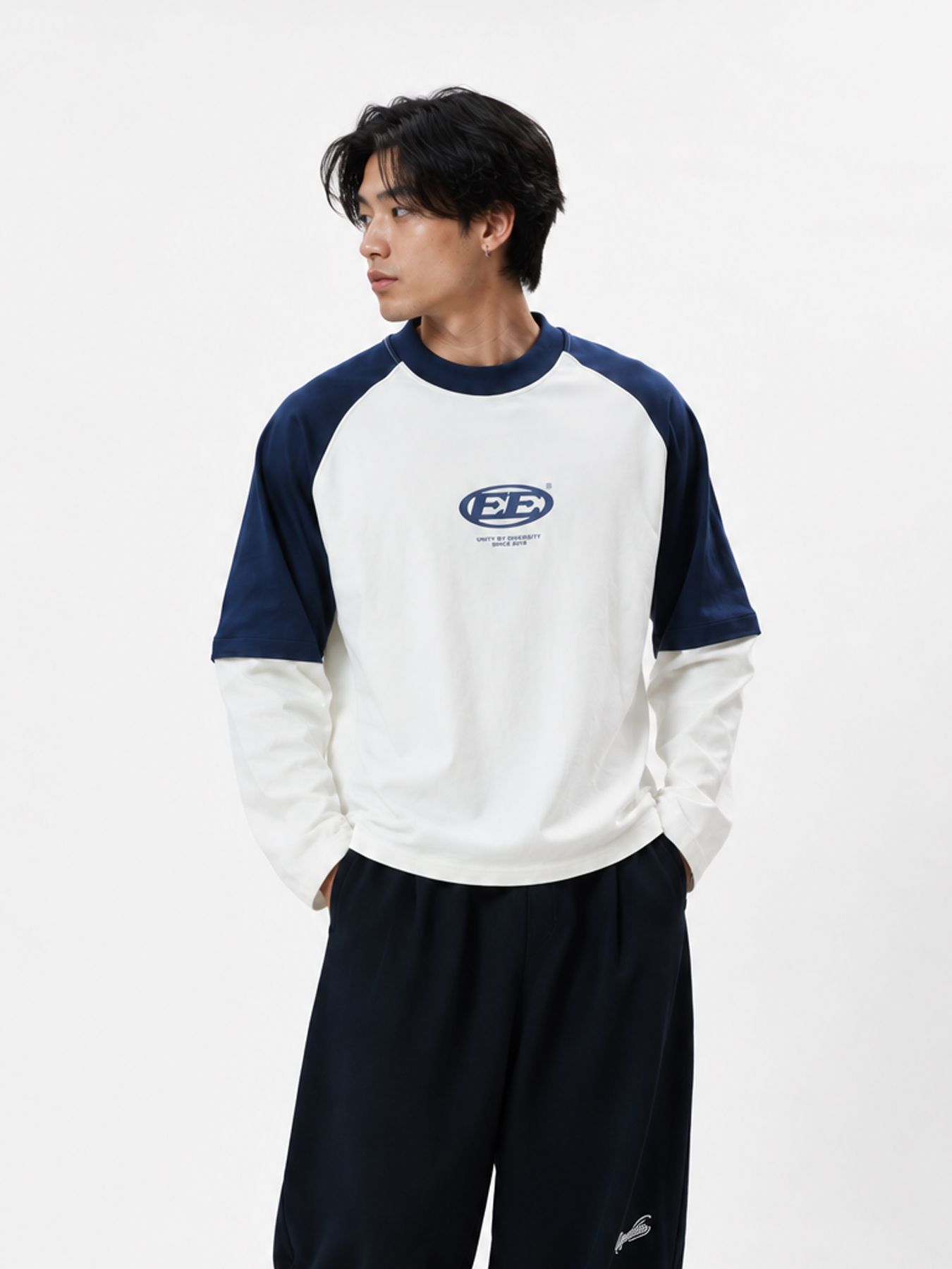 EqualitÃ© Dante Double layer longsleeve Off white/Navy 00121708-120
