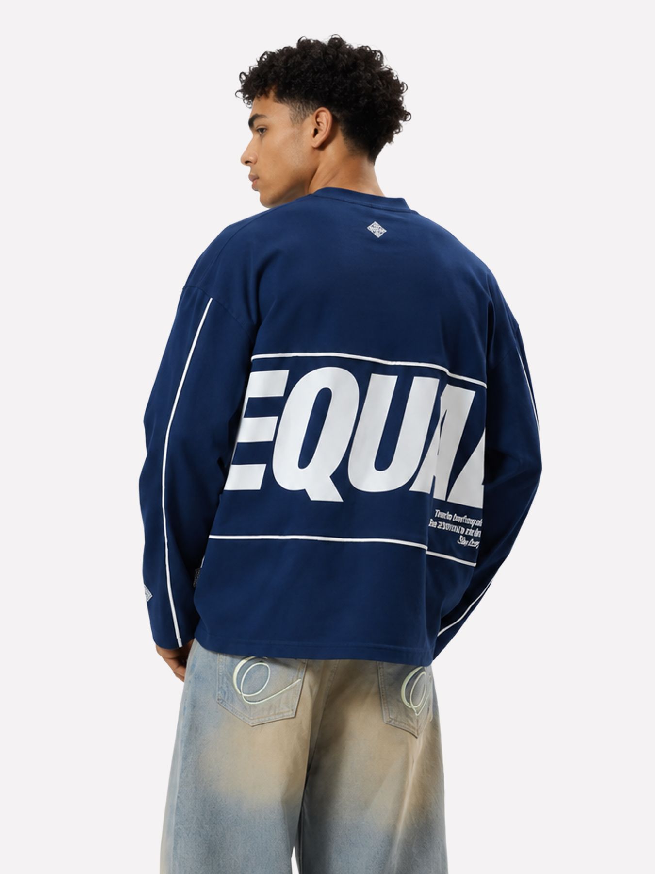 EqualitÃ© Bruno line longsleeve tee Navy/ Off white 2900172506035