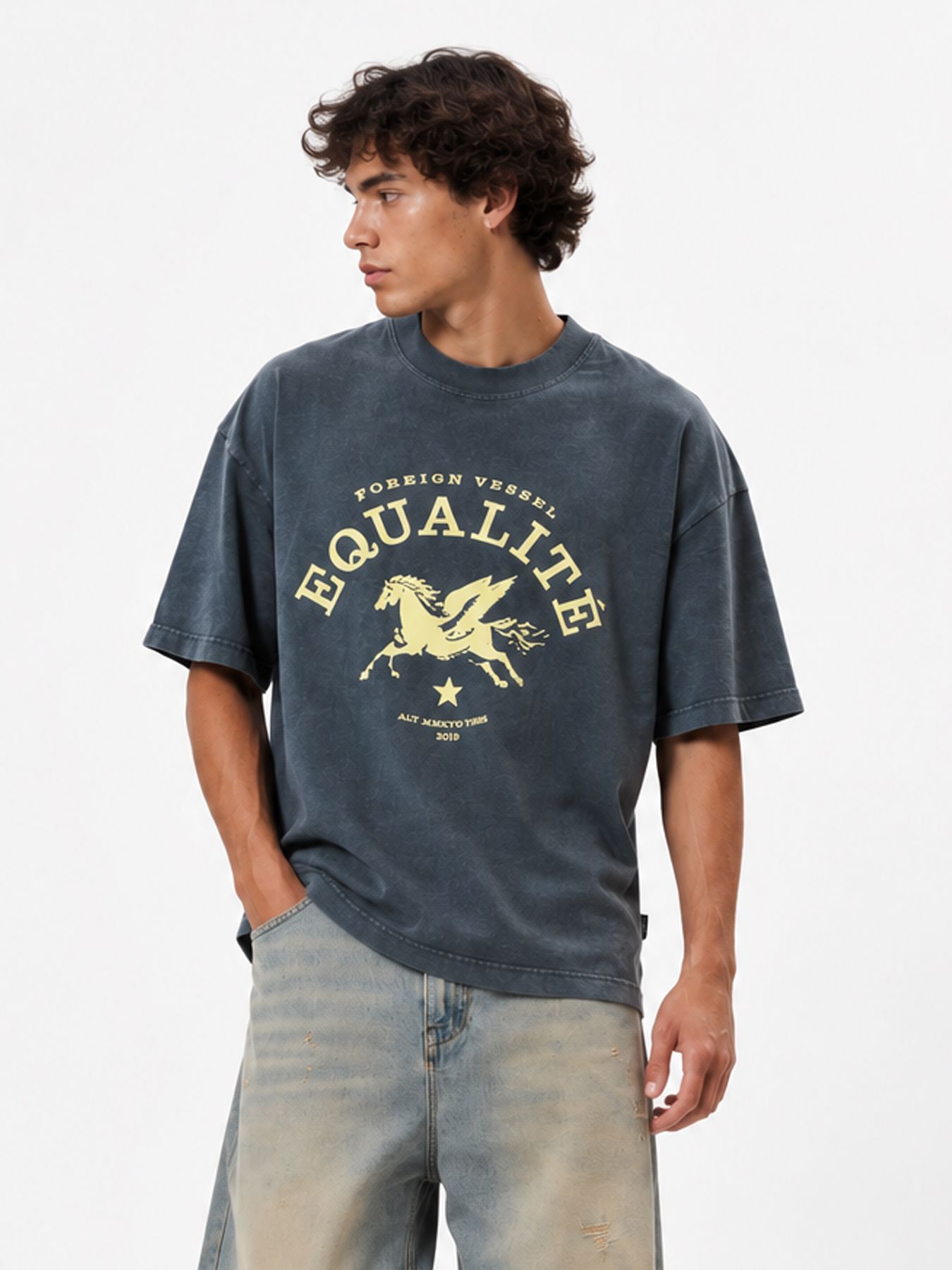EqualitÃ© Sian boxy tee Washed Grey 00121714-243