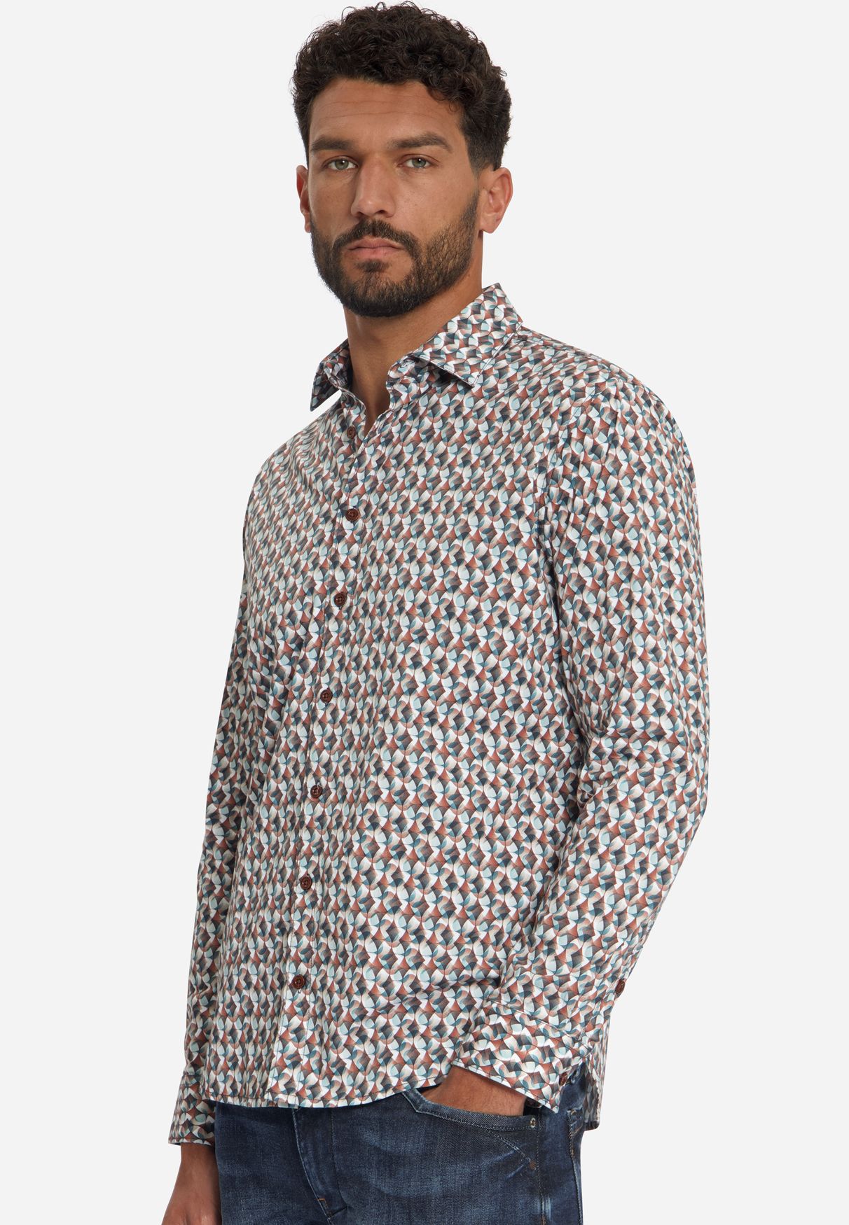 No Excess Shirt Stretch Allover Printed 048 caramel 2900172549087