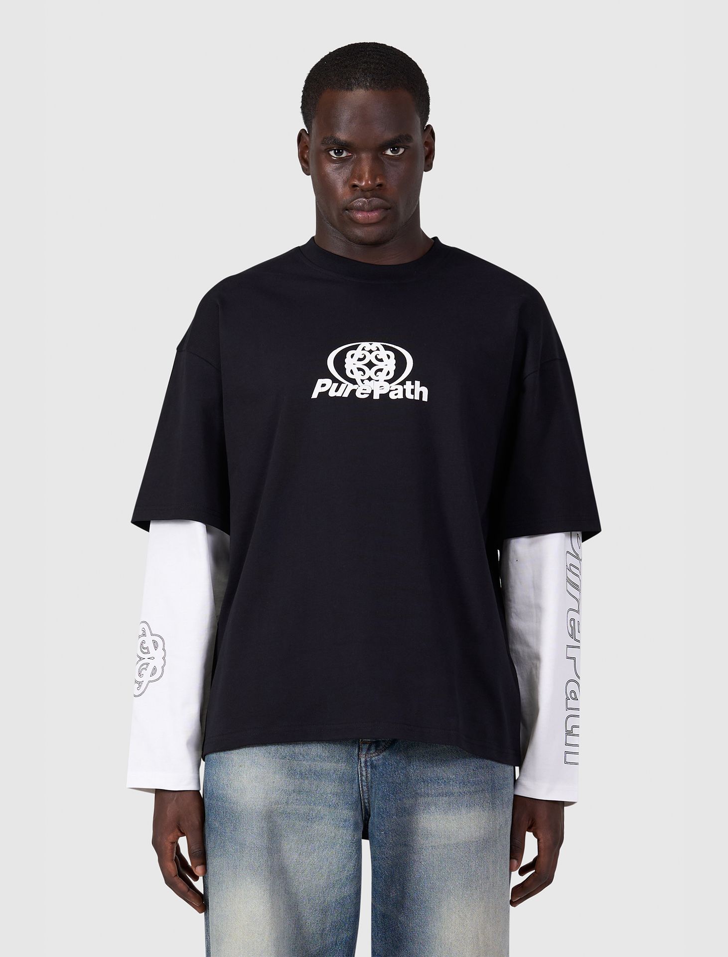 Pure Path Double Layered Monogram Longsleeve T-shirt 02 black 2900173044031