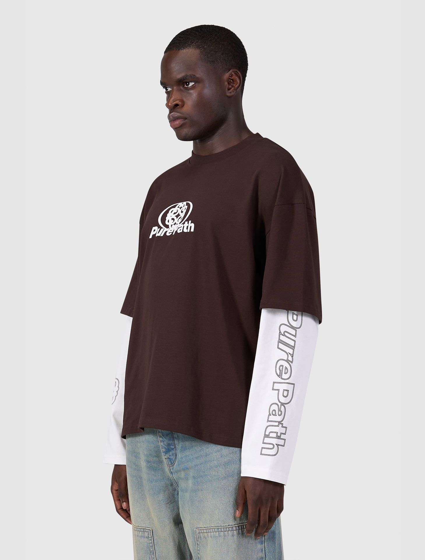 Pure Path Double Layered Monogram Longsleeve T-shirt 96 dark brown 2900173045069