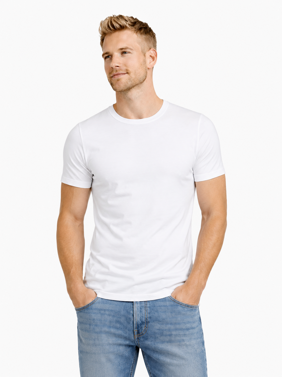 Garage basics SEMI BODYFIT T-shirt O-neck Wit 00040386-W1