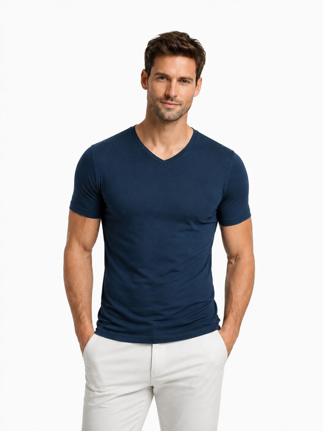 Garage basics BODYFIT T-shirt V-Neck Marine 00040384-B1