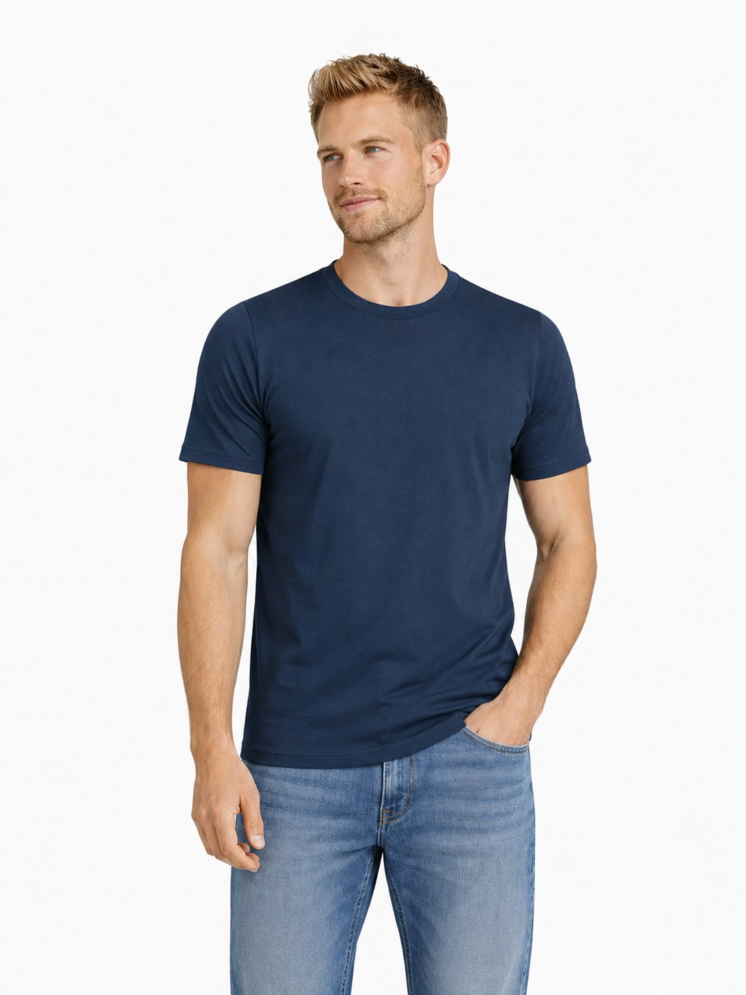 Garage basics SEMI BODYFIT T-shirt O-neck Marine 00040386-B1