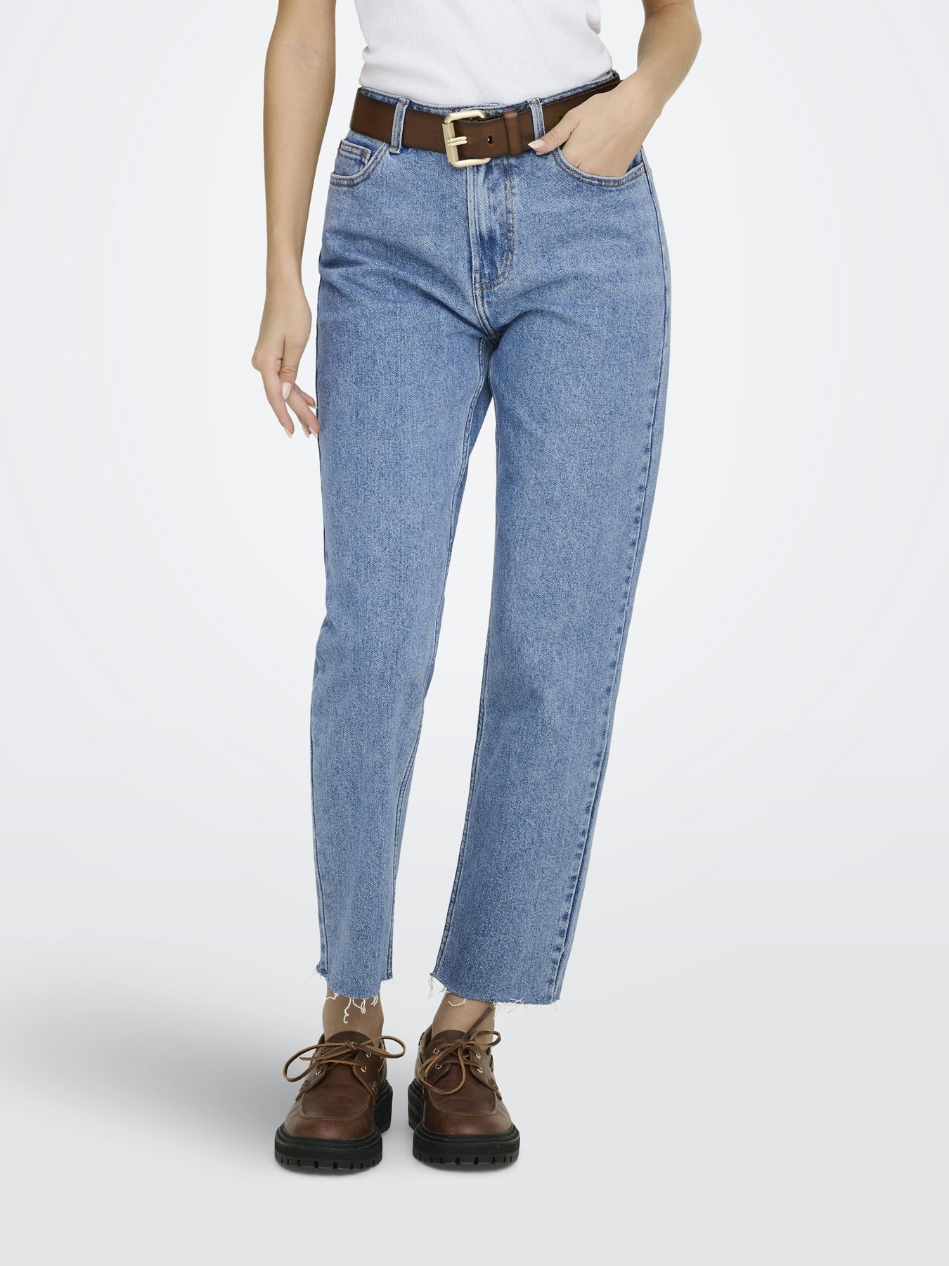 Only ONLEMILY HW ST RAW CR AN MAE06 NOOS - Light Blue D Light Blue Denim 00101761-EKA26011400000011