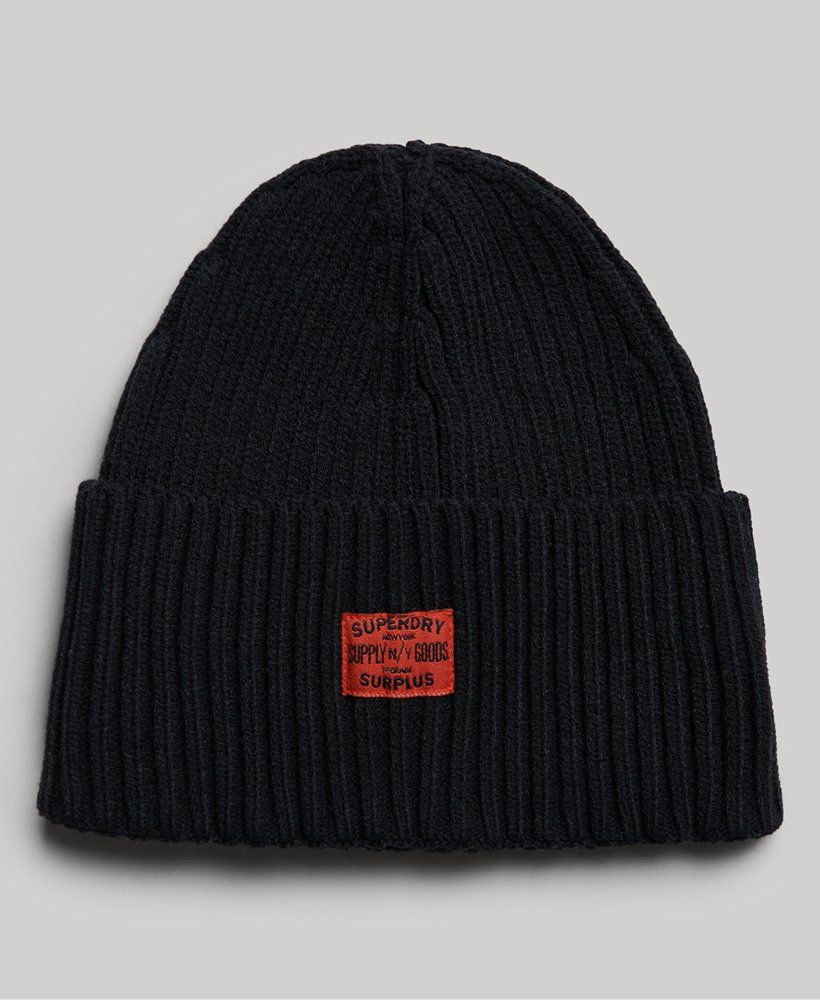 Superdry Workwear knitted beanie hat 02A Black 00106213-02A