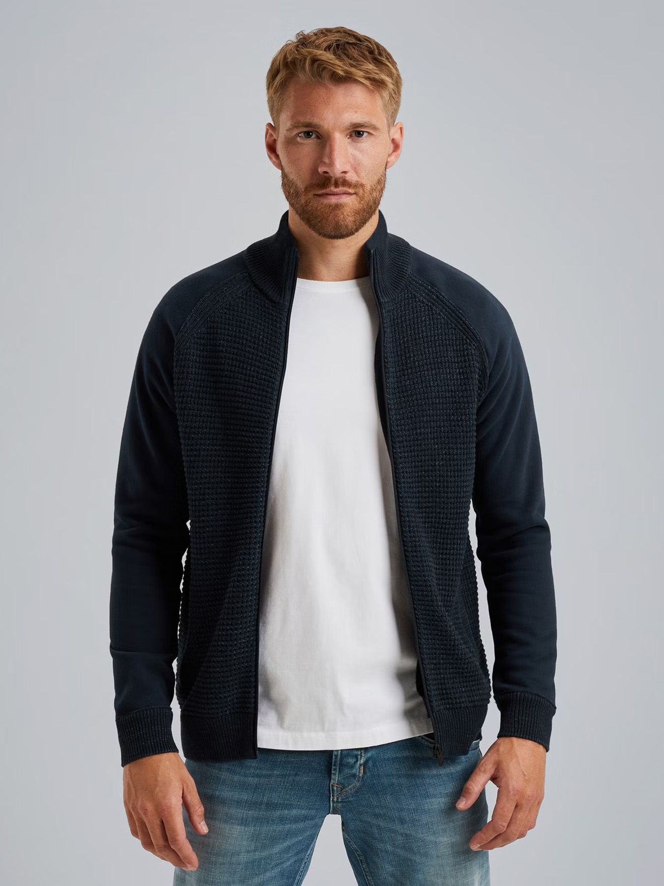 Pme Legend Zip jacket knit sweat combination Dark Denim 00108510-5056