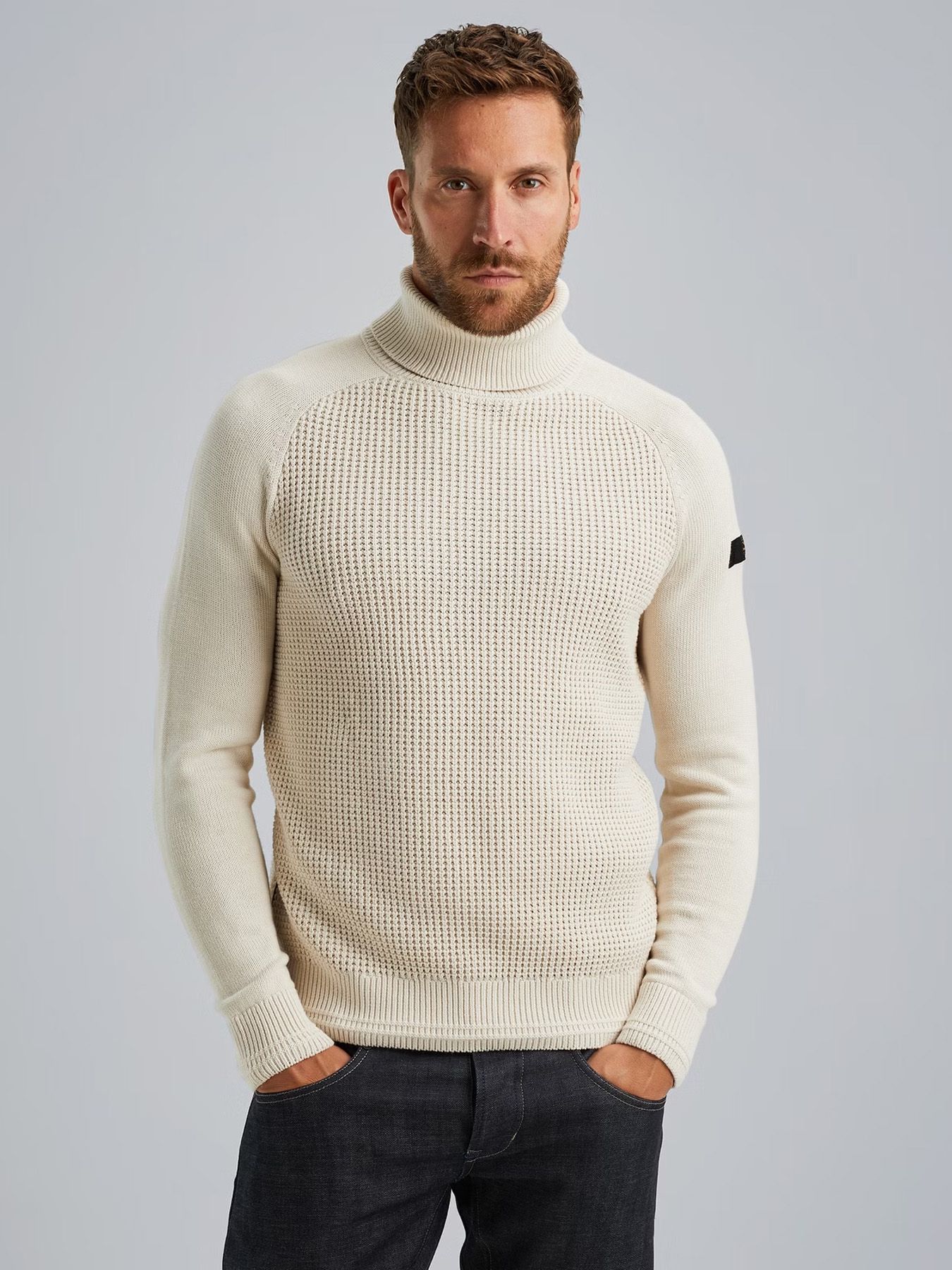 Pme Legend Roll neck cotton Bone White 00108512-7013