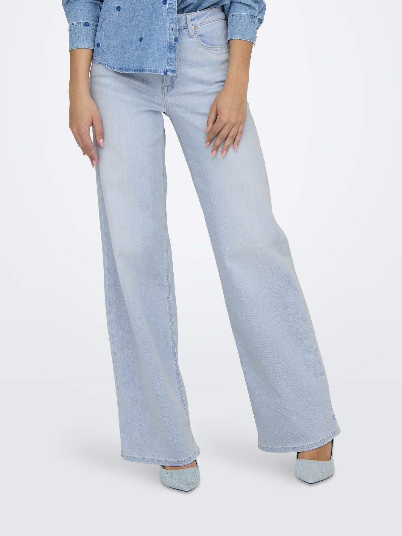 Only ONLMADISON BLUSH HW WIDE DNM CRO495 Light Blue Bleached Denim 00111531-EKA26011400002616