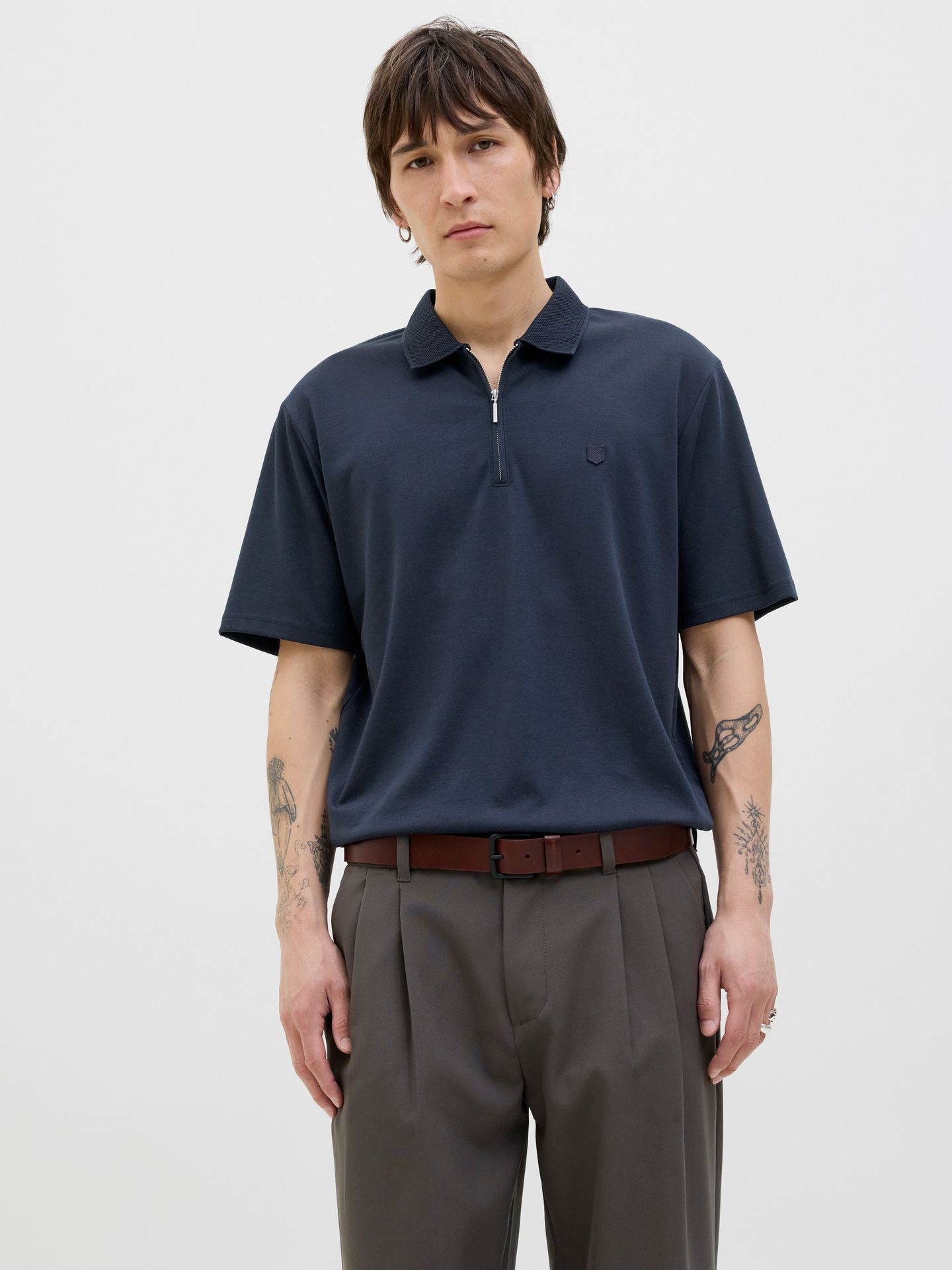 Jack & Jones jprrodney zip polo  Night Sky 00113875-NSK