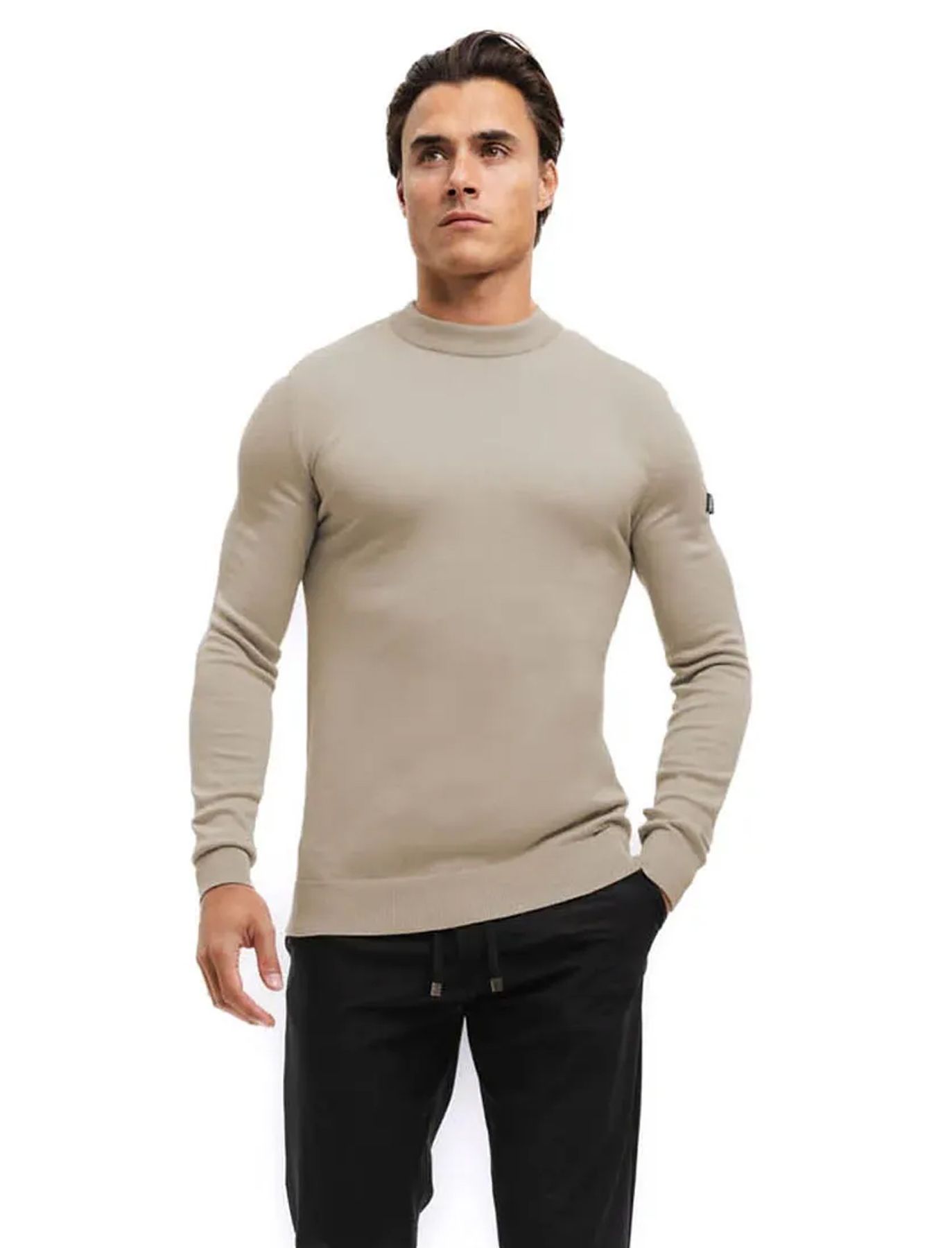Malelions Men Knitted crewneck Sand 00115788-SA Malelions Men Knitted crewneck Sand 00115788-SA