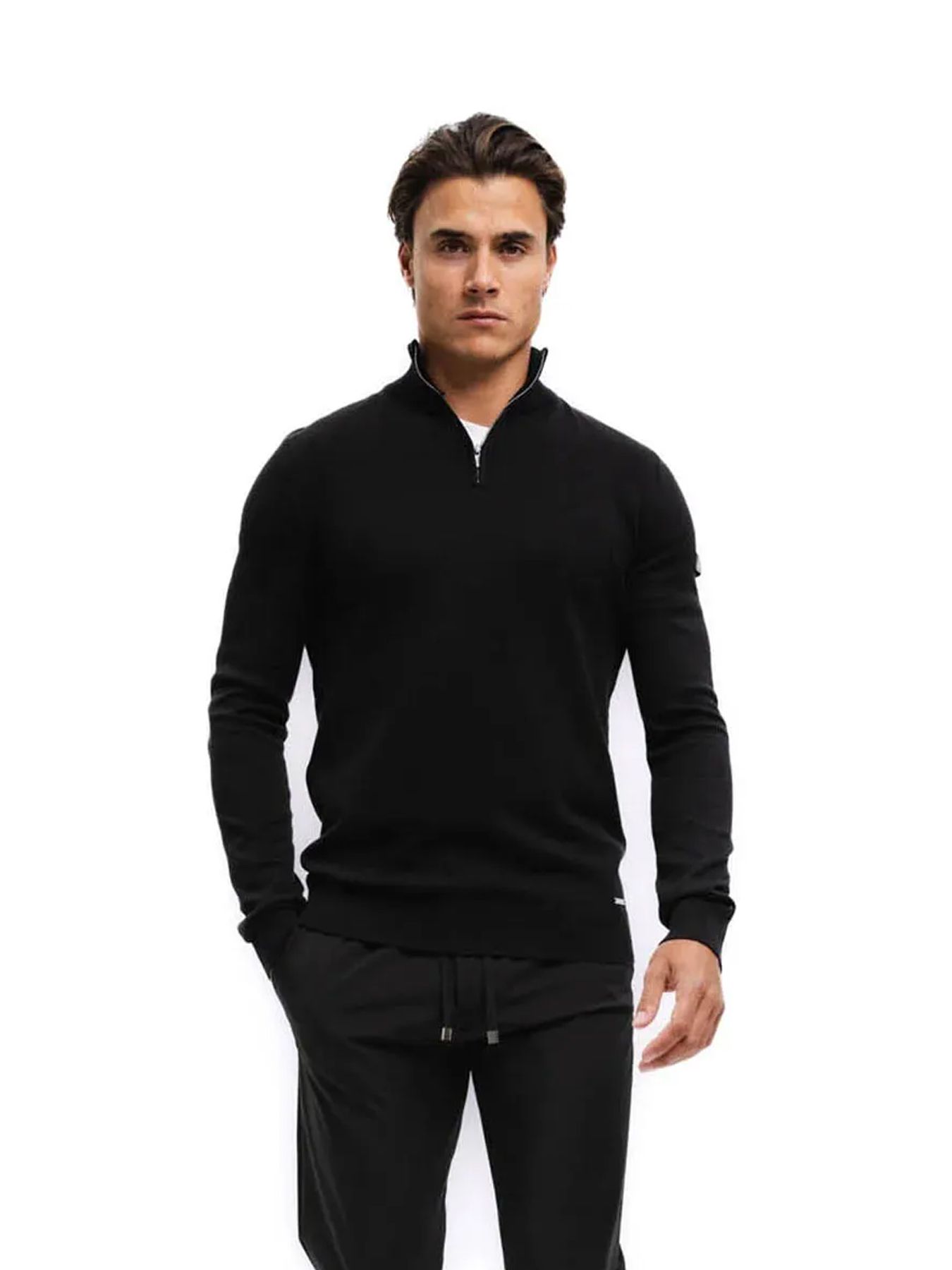 Malelions Men Knitted quarter zip Black 00115789-999 Malelions Men Knitted quarter zip Black 00115789-999
