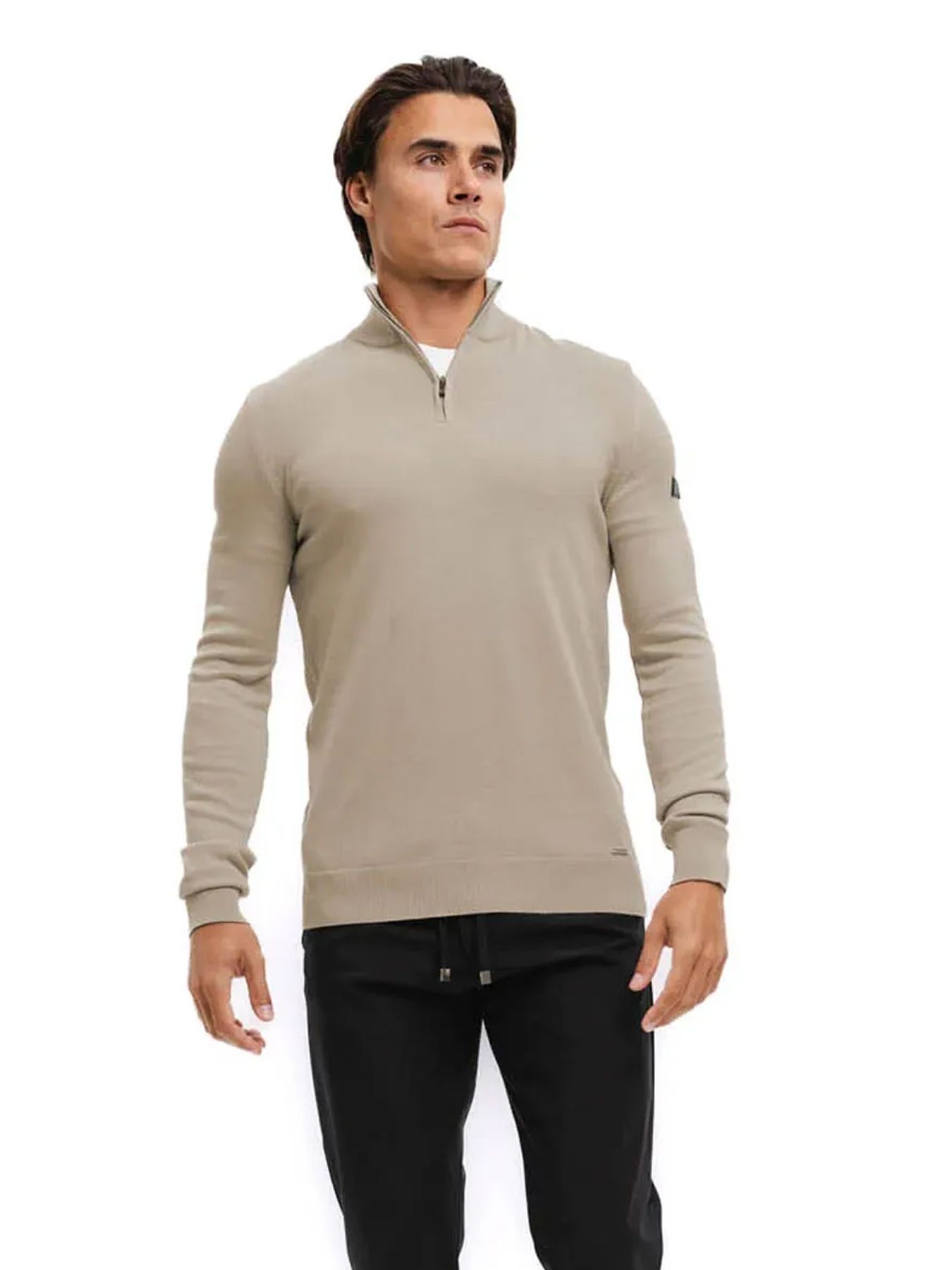 Malelions Men Knitted quarter zip Sand 00115789-SA Malelions Men Knitted quarter zip Sand 00115789-SA