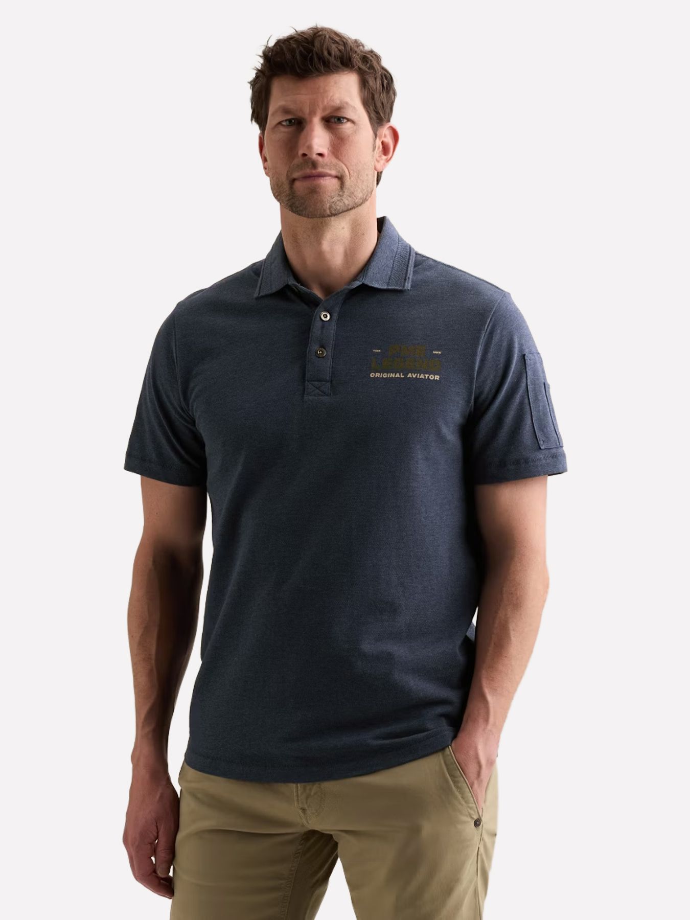Pme Legend Short sleeve polo pique melange Sargasso Sea 00115836-5332