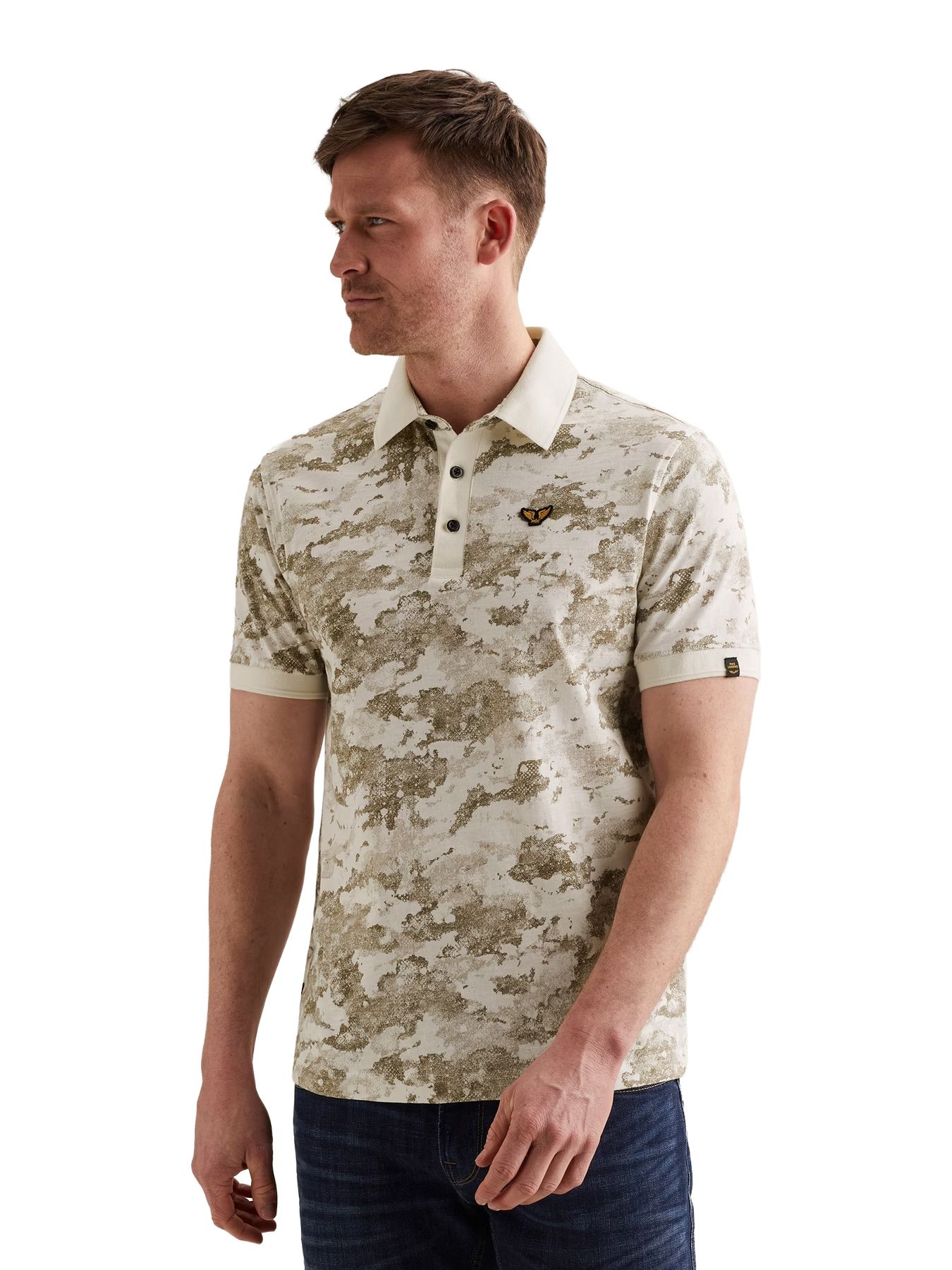 Pme Legend Short sleeve polo printed slub jer Egret 00115858-7001