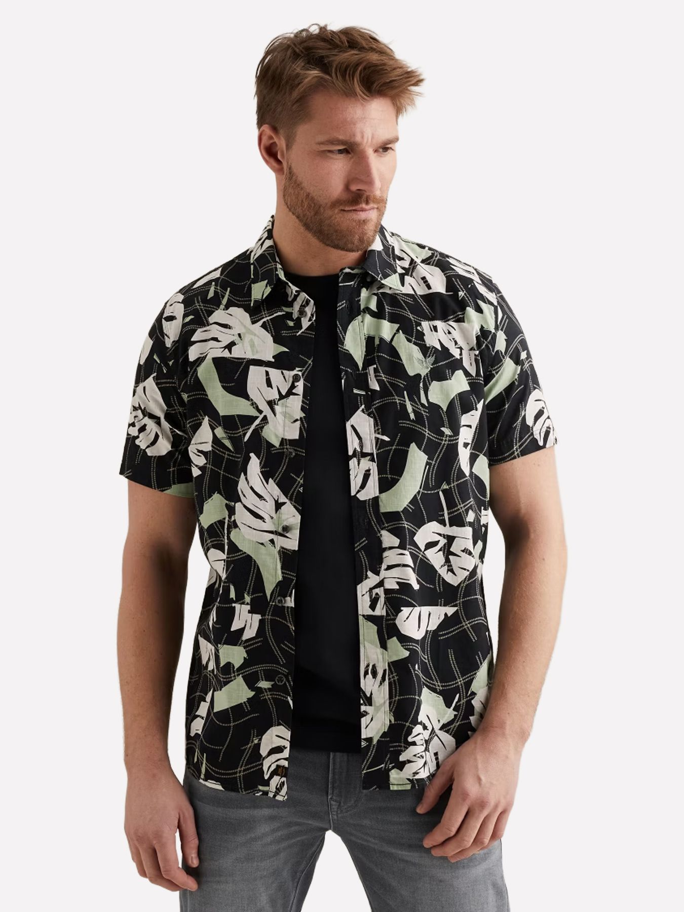 Pme Legend Short Sleeve Shirt Print on Cotton Carbon 00115862-5282