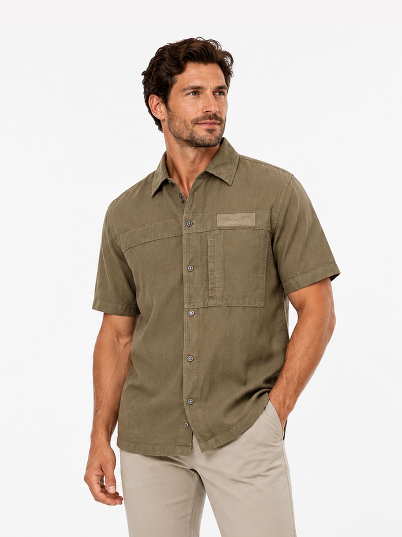 Pme Legend Short Sleeve Shirt Cotton/linen ga Dusky Green 00115850-6389