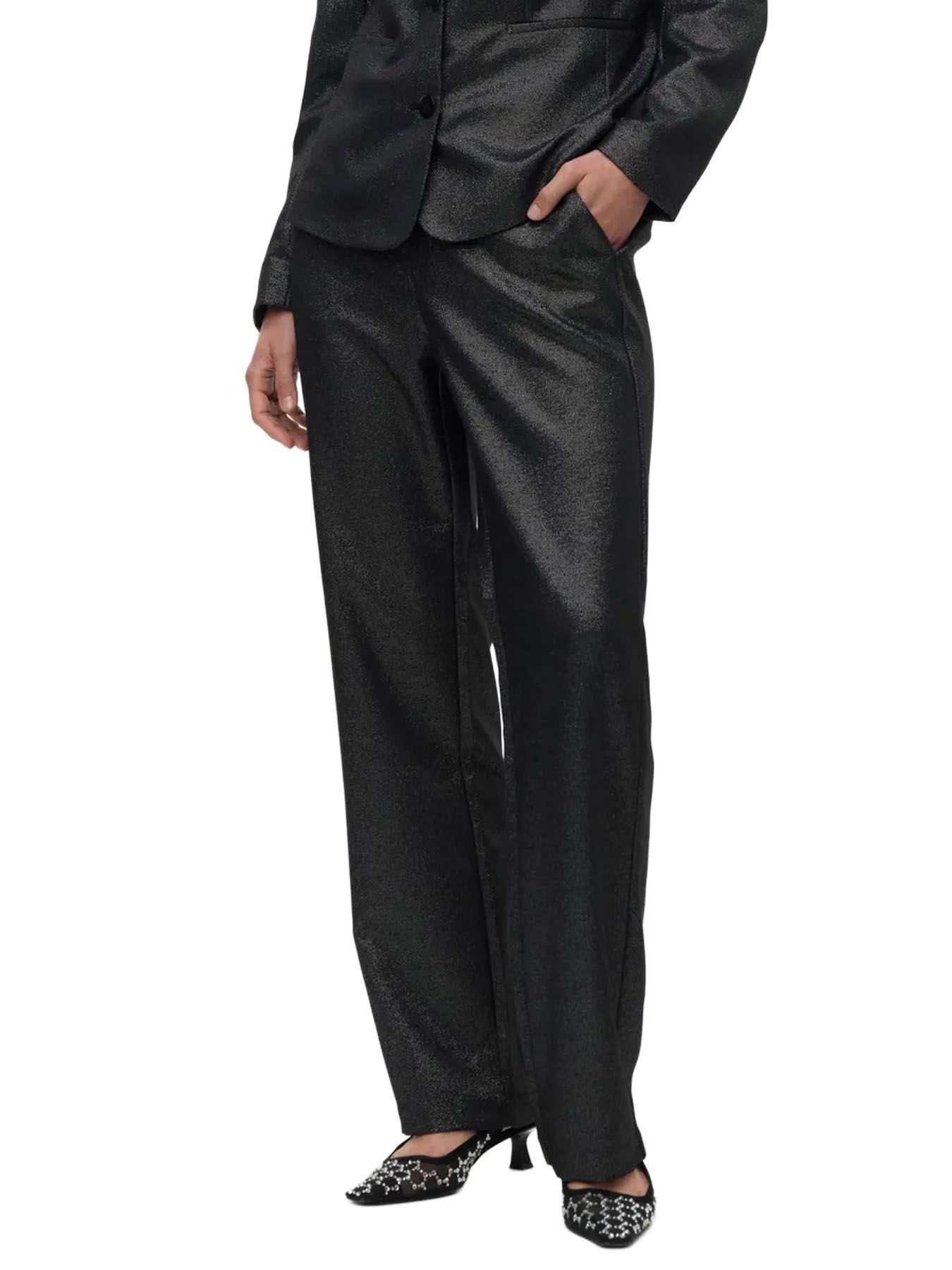 Vero Moda VMSAFINA MW STRAIGHT SHINY PANT Black/COATED 00115784-EKA26011400000116