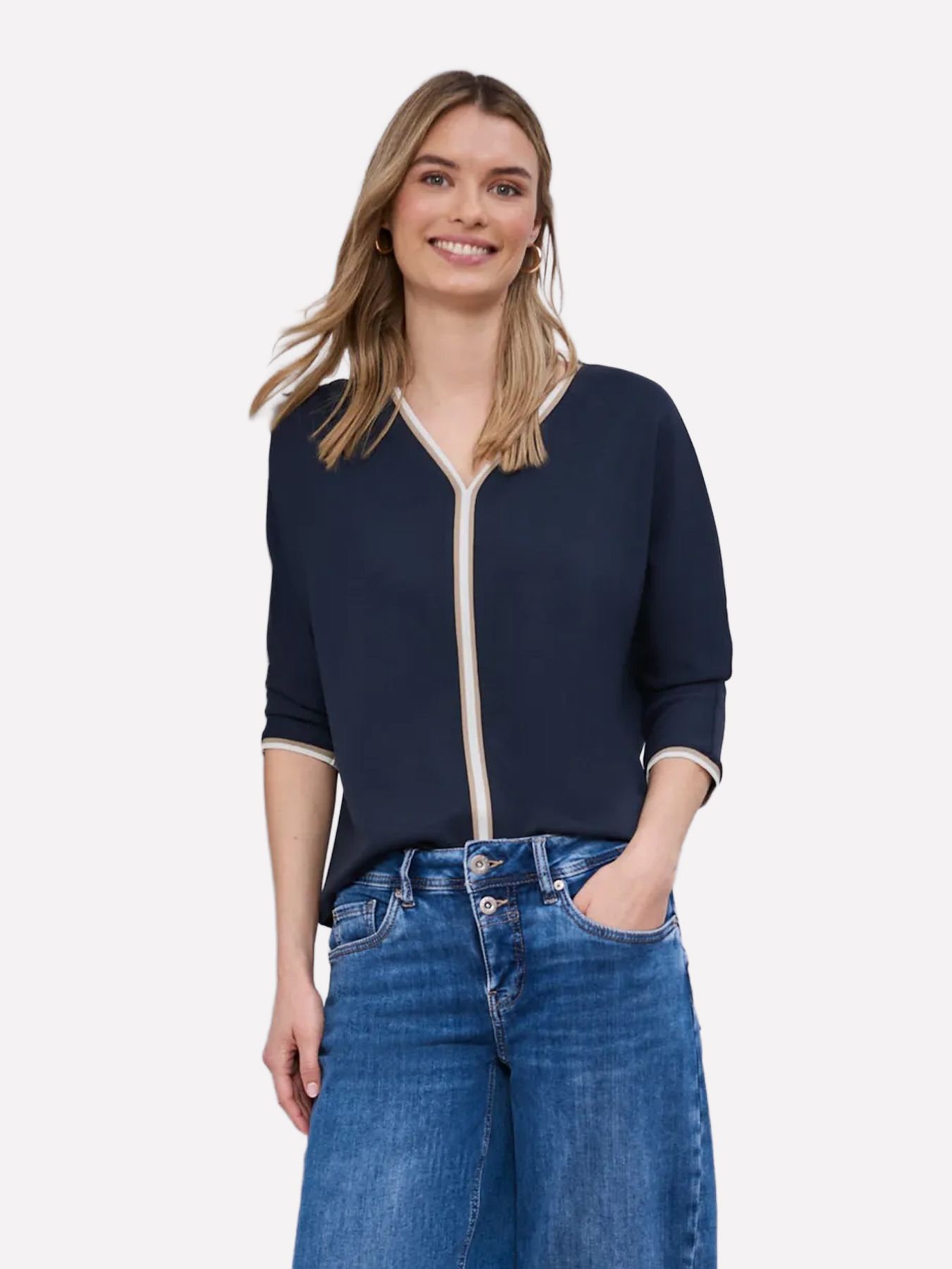 Street-One A324793 shirt w.striped panel shadowed navy 00115941-EKA19000200000860