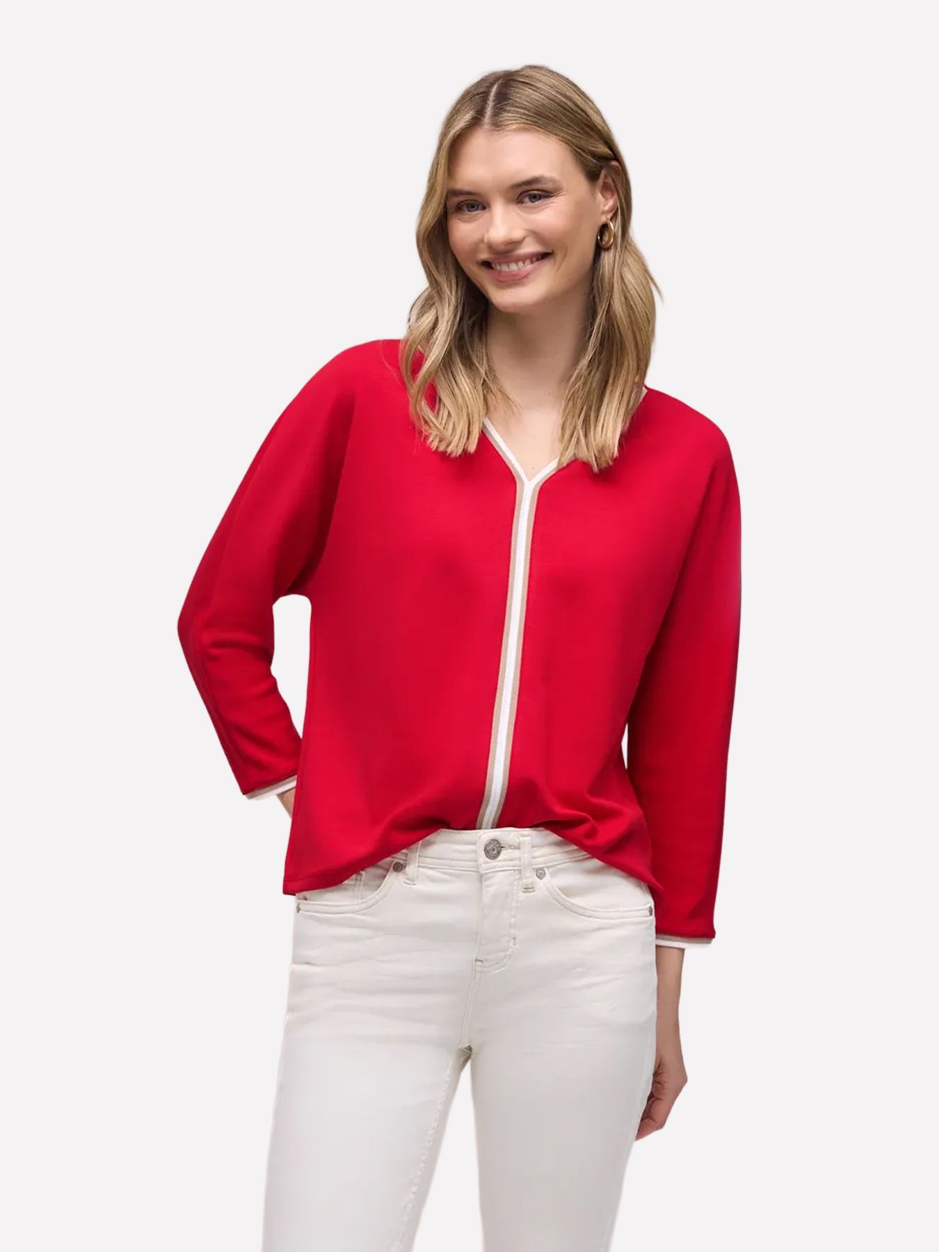 Street-One A324793 shirt w.striped panel salsa red 00115941-EKA19000200000925