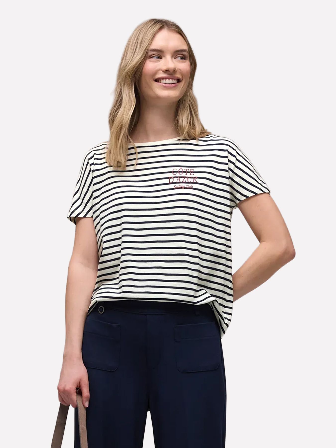 Street-One A324805 striped shirt w.chest print shadowed navy 00115951-EKA19000200000860