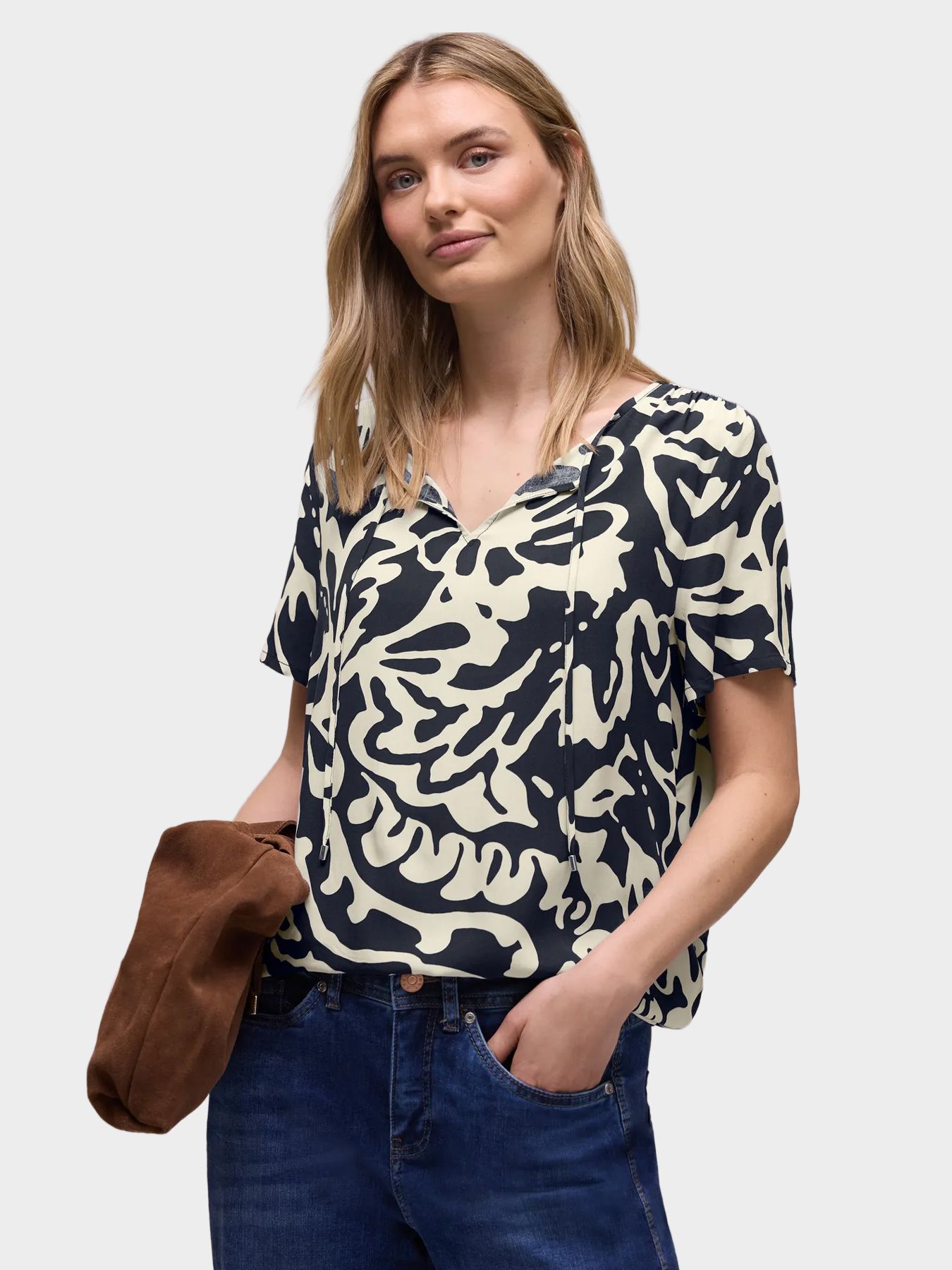 Street-One A346429 Shirtblouse w string detail shadowed navy 00115958-EKA19000200000860