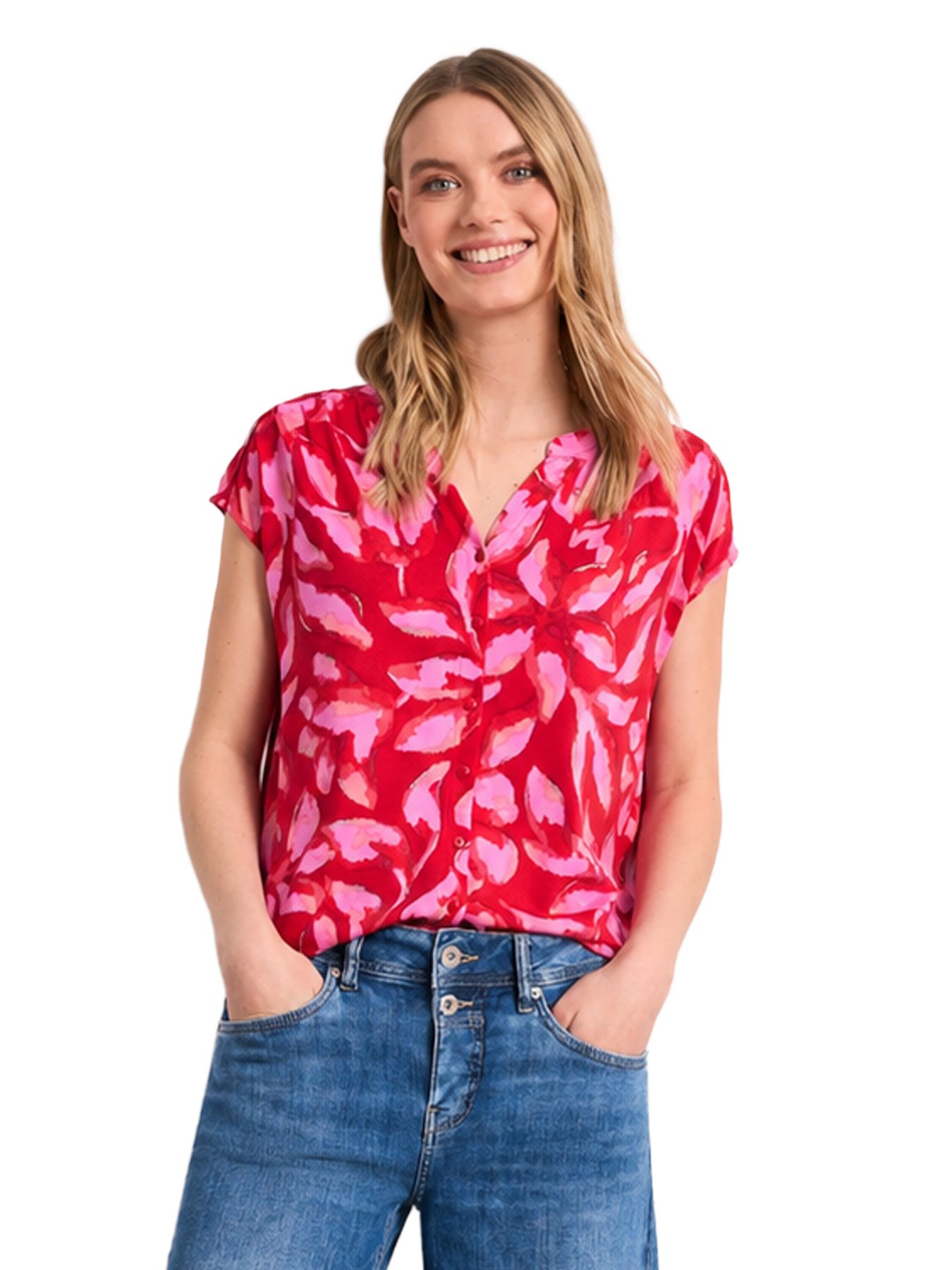 Street-One A325315 LTD QR printed shirt w.butt salsa red 00116312-EKA19000200000925