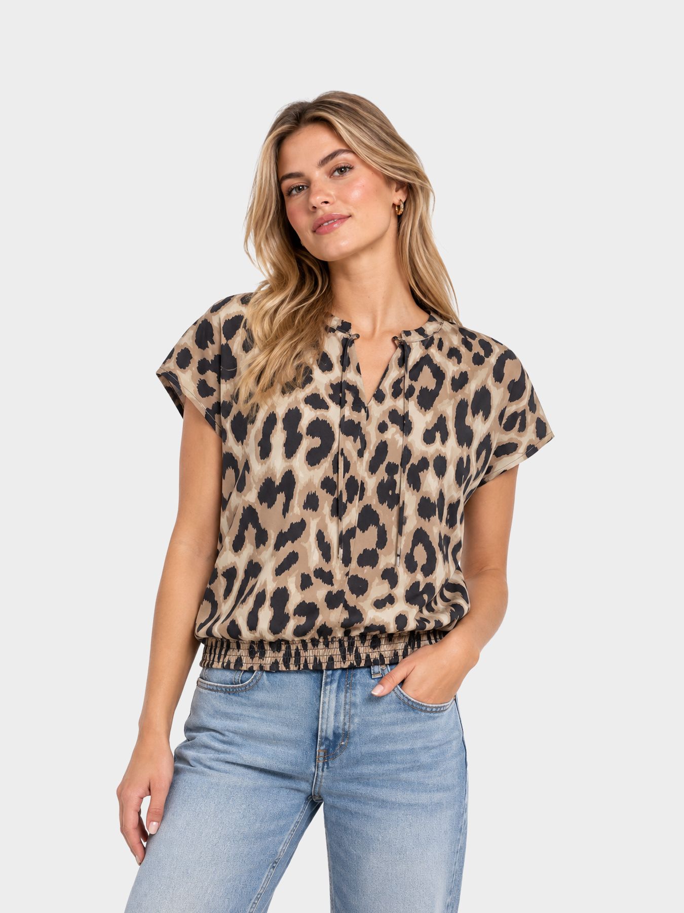 Street-One A346634 LTD QR Splitneck blouse w s timeless beige 00116313-EKA19000200000887