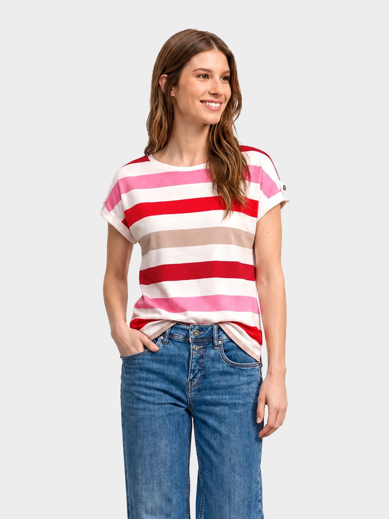 Street-One A325098 printed basic shirt w.deco salsa red 00116141-EKA19000200000925