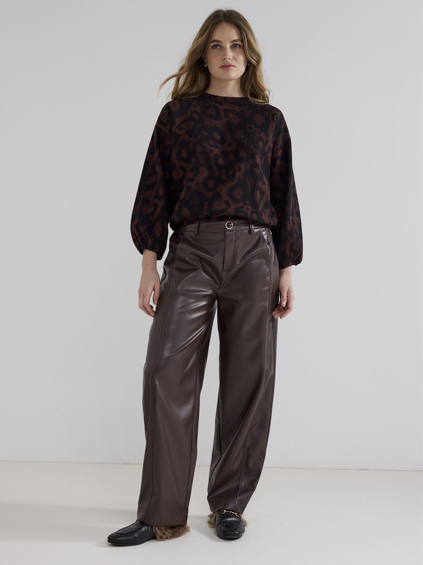 Tramontana Top Shadow Dots Print Brown and Black 100007 00116538-EKA26012900000058