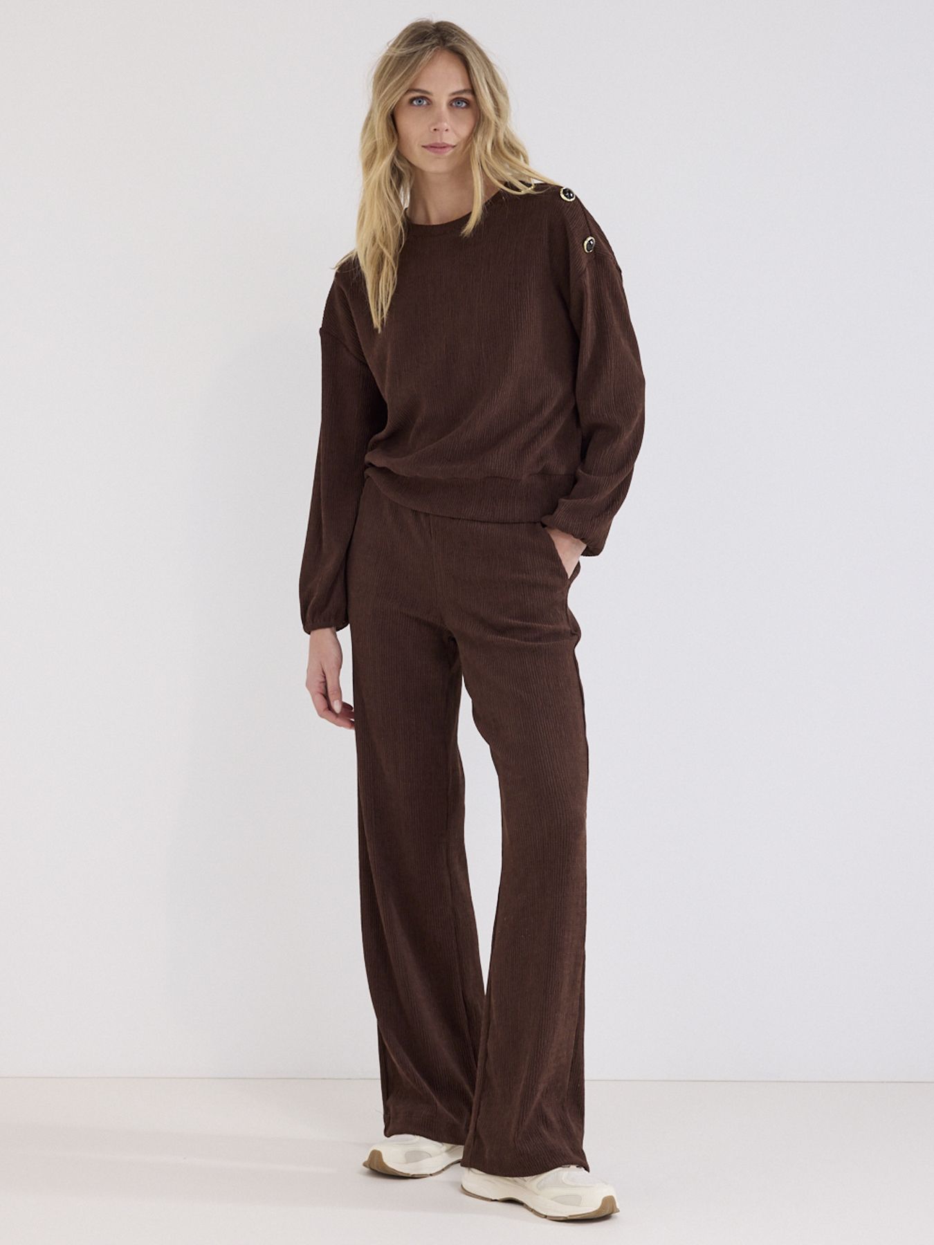 Tramontana Knitted Wide-Leg Trousers Chocolate 002650 00116540-EKA26012900000056