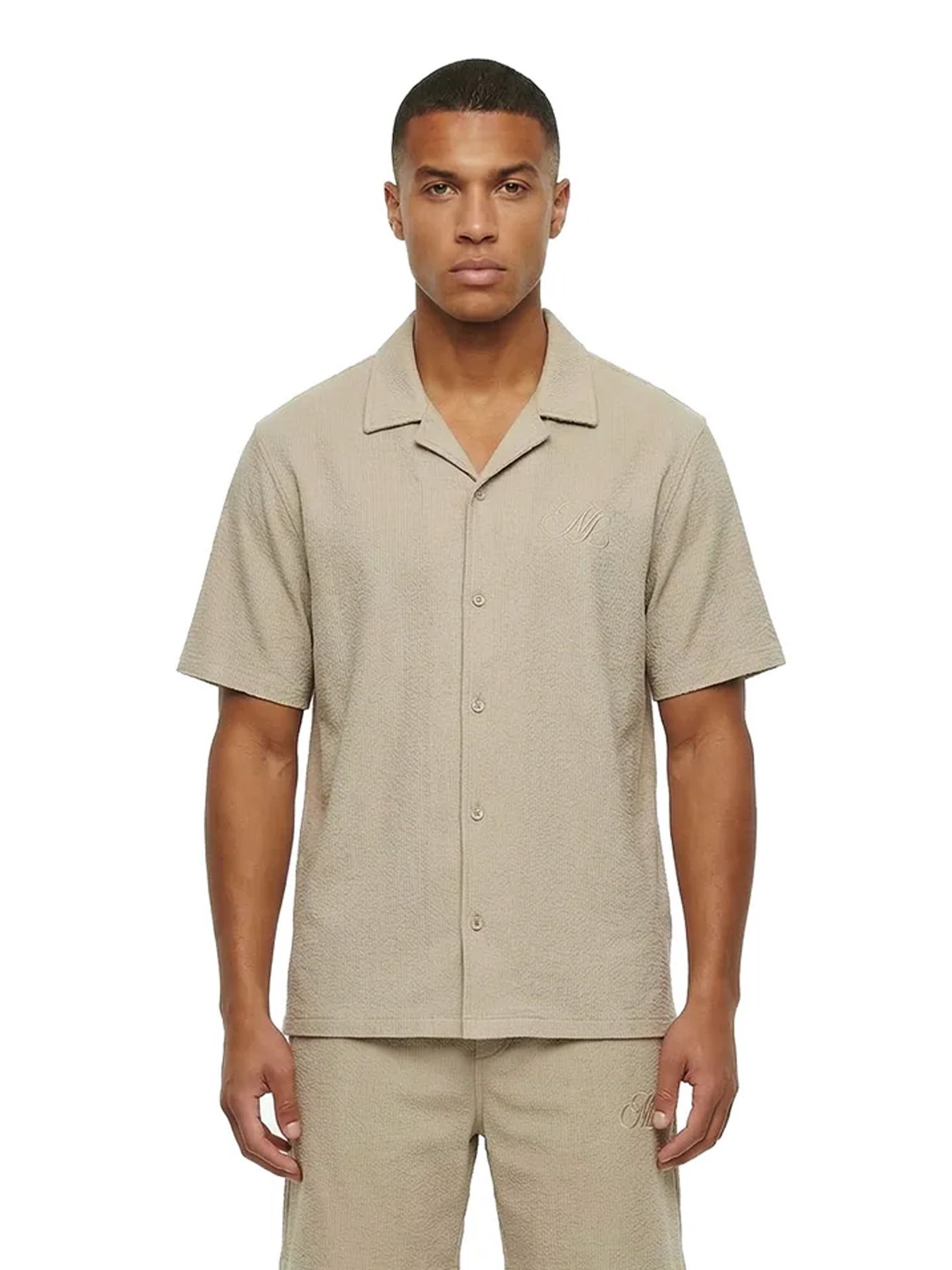 Malelions Malelions Men Emblem Seersucker Shirt 50014 light taupe 00116562-EKA26010700000007